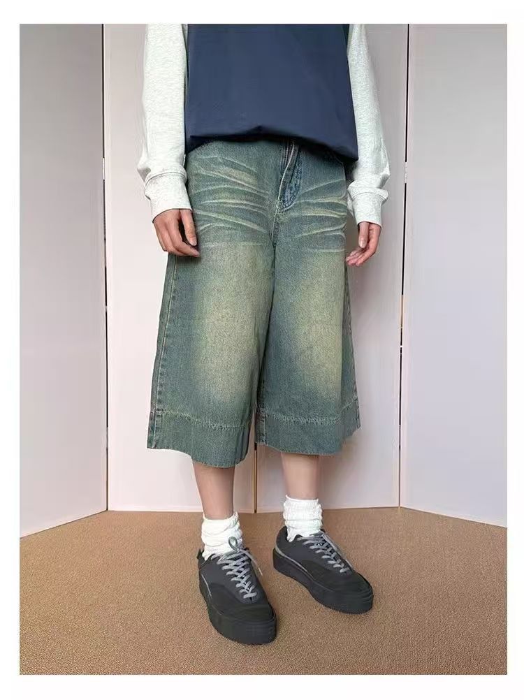 Vintage Men's American street style washed distressed denim shorts Size US 32 / EU 48 - 2 Thumbnail