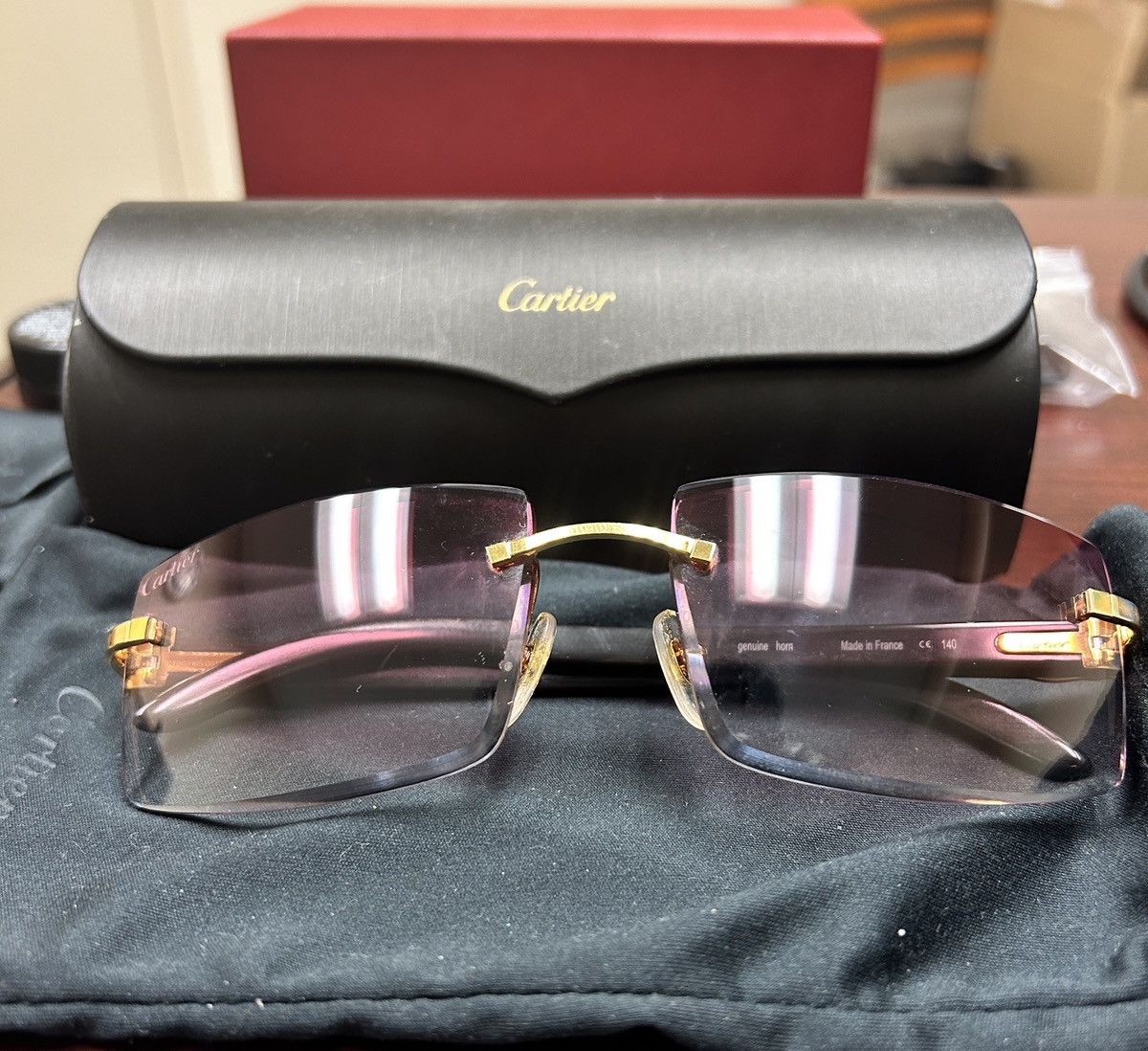 Cartier Cartier Buffalo Horn C Décor Sunglasses – Rare Buffs Size ONE SIZE - 15 Thumbnail