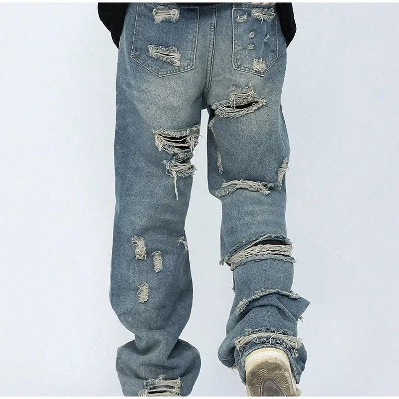 Japanese Brand × Vintage Straight Hole Beggar Zipper Long Pants Men Size US 28 / EU 44 - 2 Thumbnail