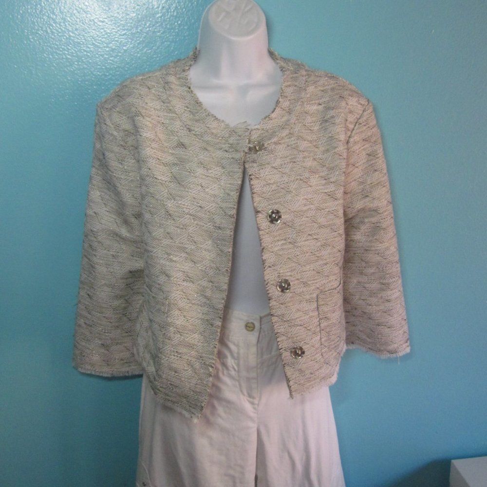 Limi Feu Mimi Mua Cropped Summer Tweed Snap Front Blazer Womens Size Size S / US 4 / IT 40 - 1 Thumbnail