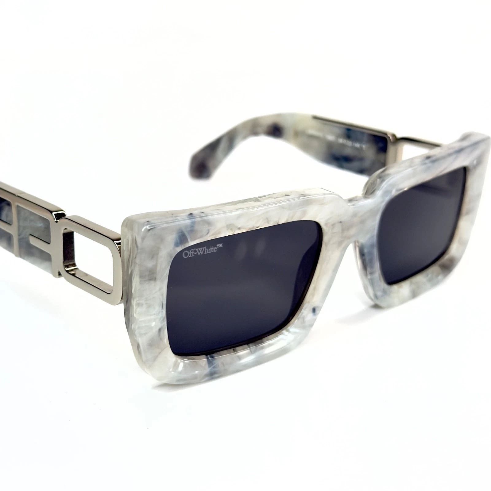 Off-White OFF-WHITE 073 OERI073 Gray Marble BOSTON Logo Sunglasses Size ONE SIZE - 9 Thumbnail