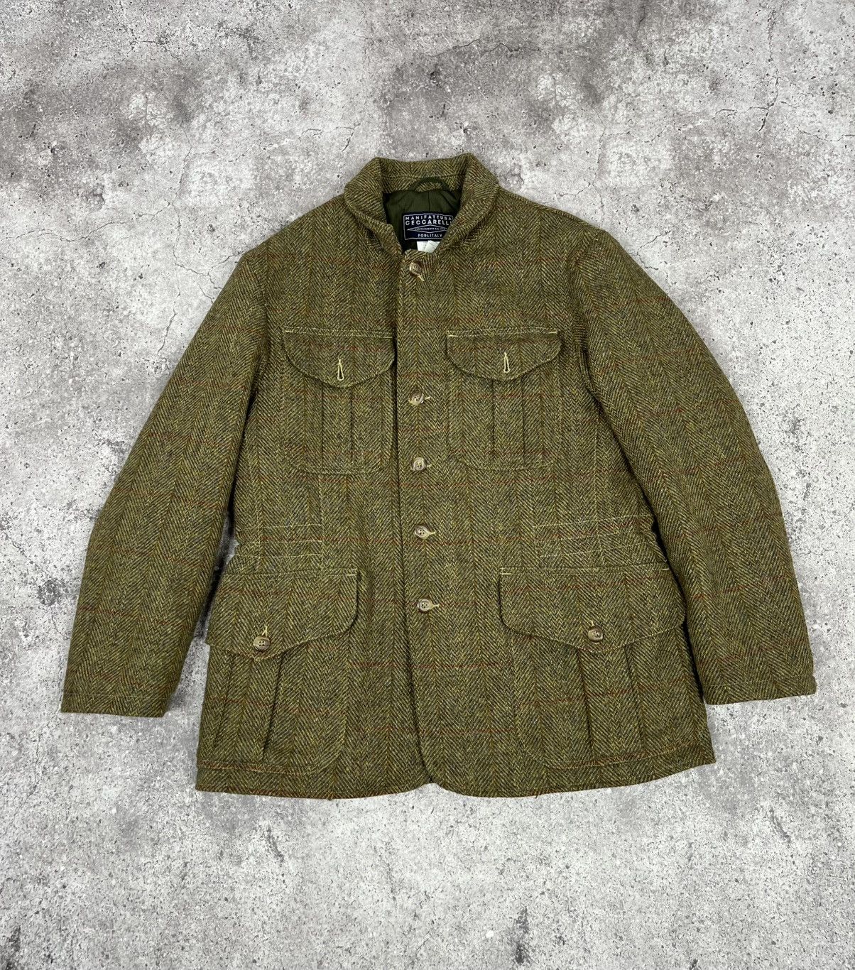MANIFATTURA CECCARELLI HARRIS TWEED WOOL JACKET COAT