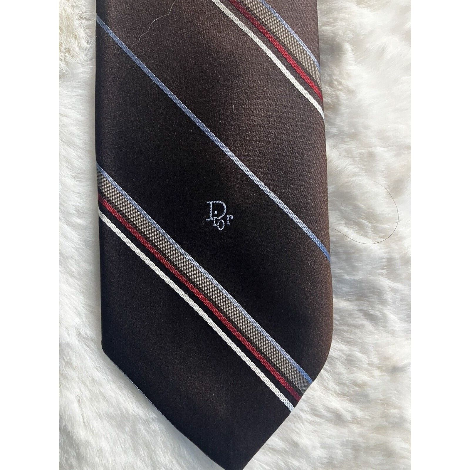 Dior Vintage Christian Dior Men's Striped Neck Tie Made In Italy Size ONE SIZE - 3 Thumbnail