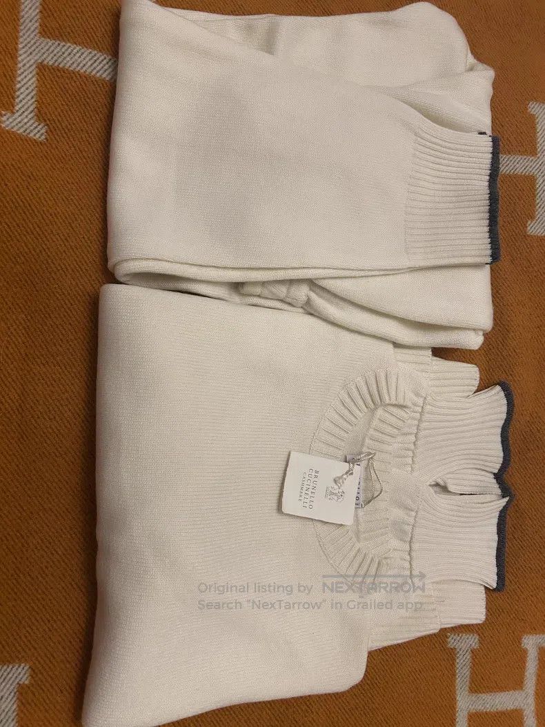 Brunello Cucinelli Brunello Cucinelli White Crewneck Cashmere Sweater Set Size S / US 4 / IT 40 - 6 Thumbnail