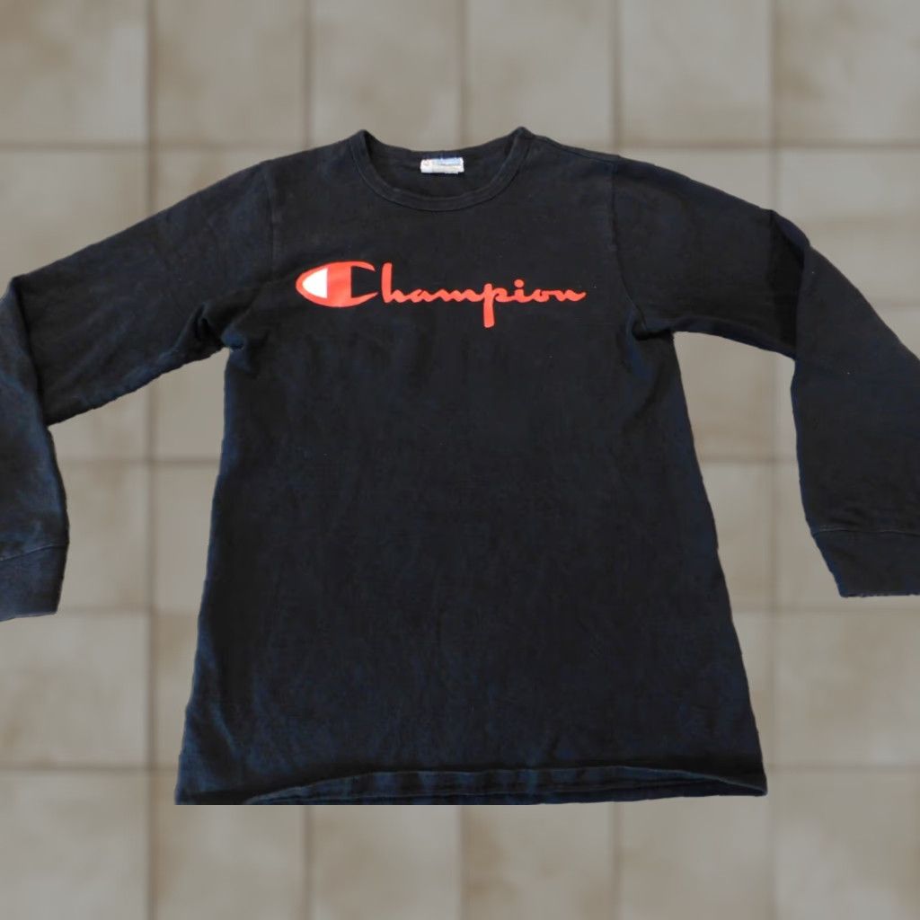Champion Champion Mens Shirt S Black logo classic long sleeve Size US S / EU 44-46 / 1 - 1 Thumbnail