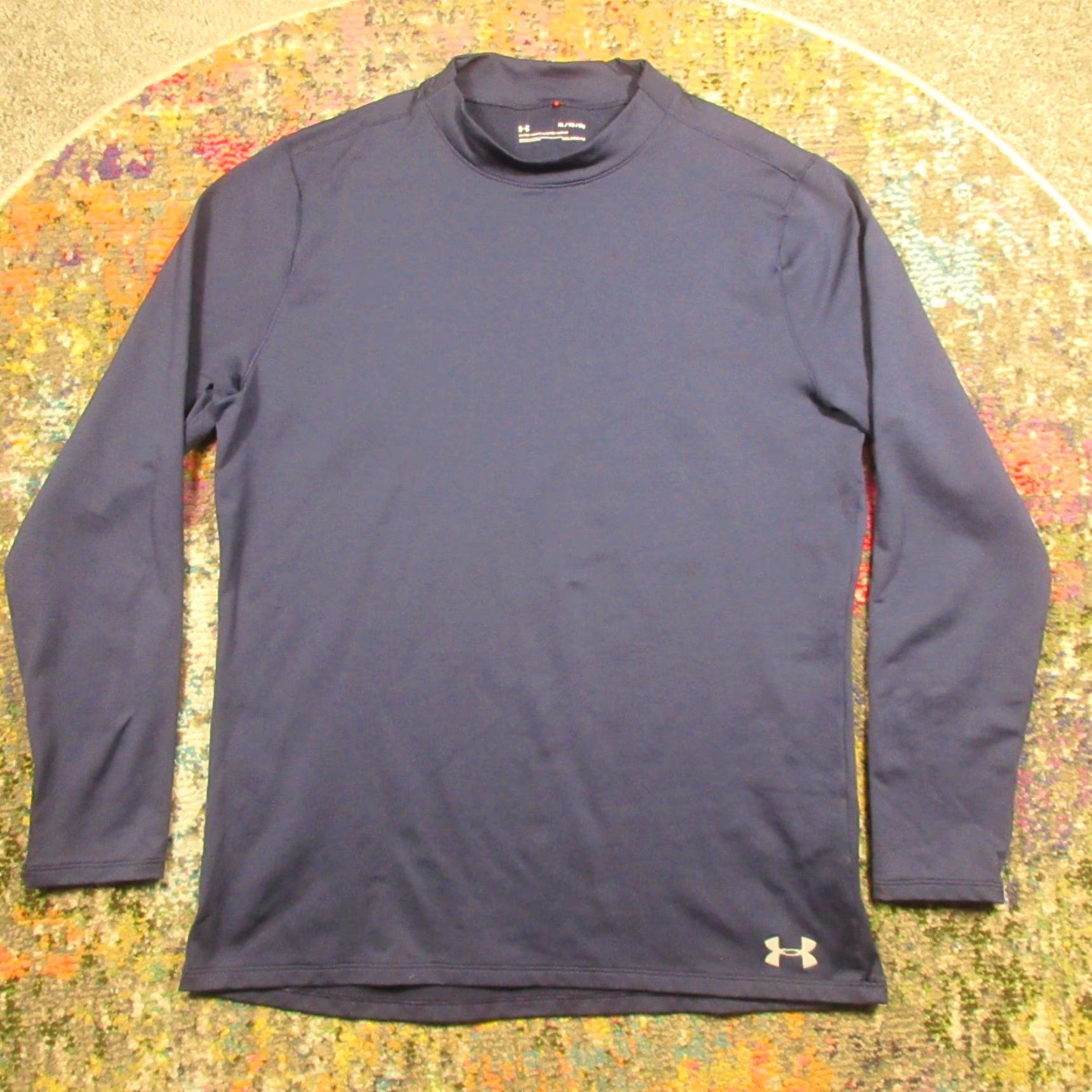 Under Armour Under Armour Shirt Mens XL Navy Fitted Mock Cold Gear Golf Performance Stretch Size US XL / EU 56 / 4 - 2 Thumbnail