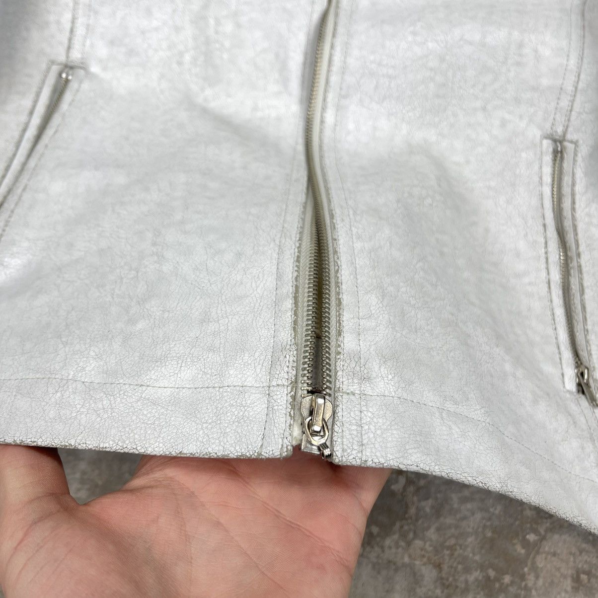 Japanese Brand Y2K WHITE PAINTED LEATHER + FAUX FUR JACKET ARCHIVE Size US XS / EU 42 / 0 - 8 Thumbnail