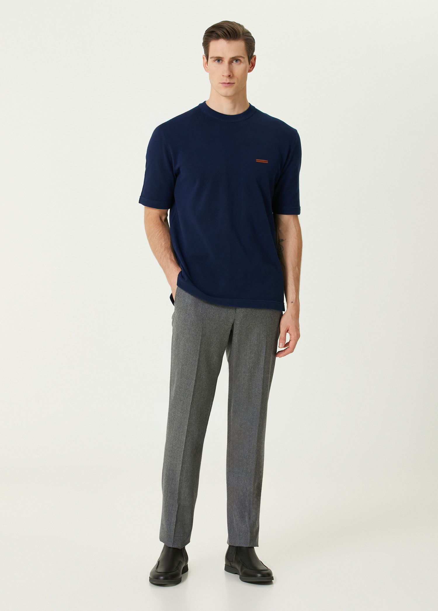Ermenegildo Zegna ZEGNA blue knit classic cotton t-shirt Size 50 IT / Medium Size US M / EU 48-50 / 2 - 3 Thumbnail
