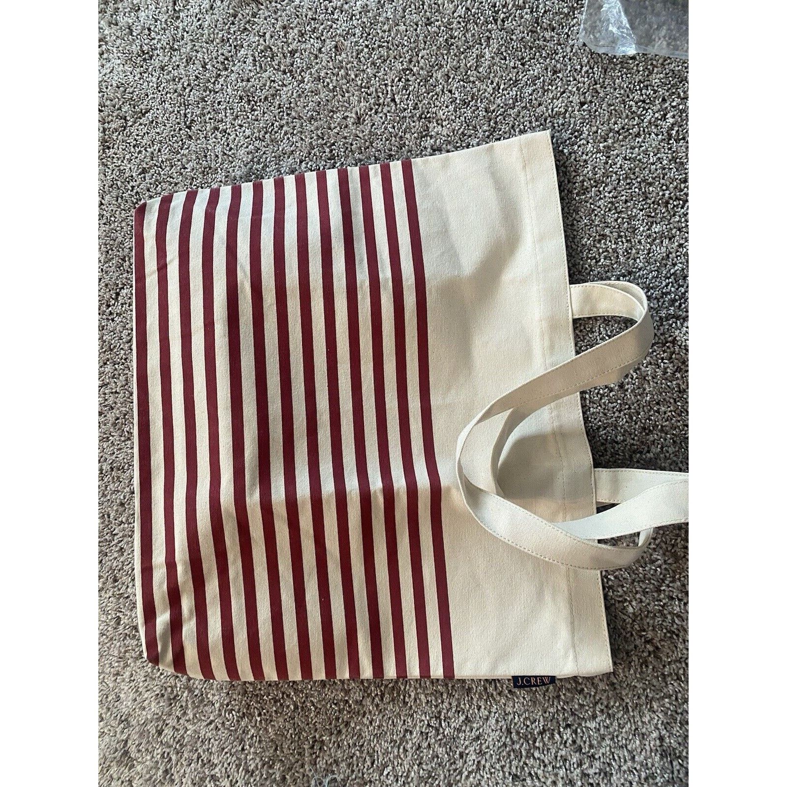 J.Crew J Crew Tote/Travel Adult Canvas Striped Burgundy Stripe Lj Size ONE SIZE - 3 Thumbnail