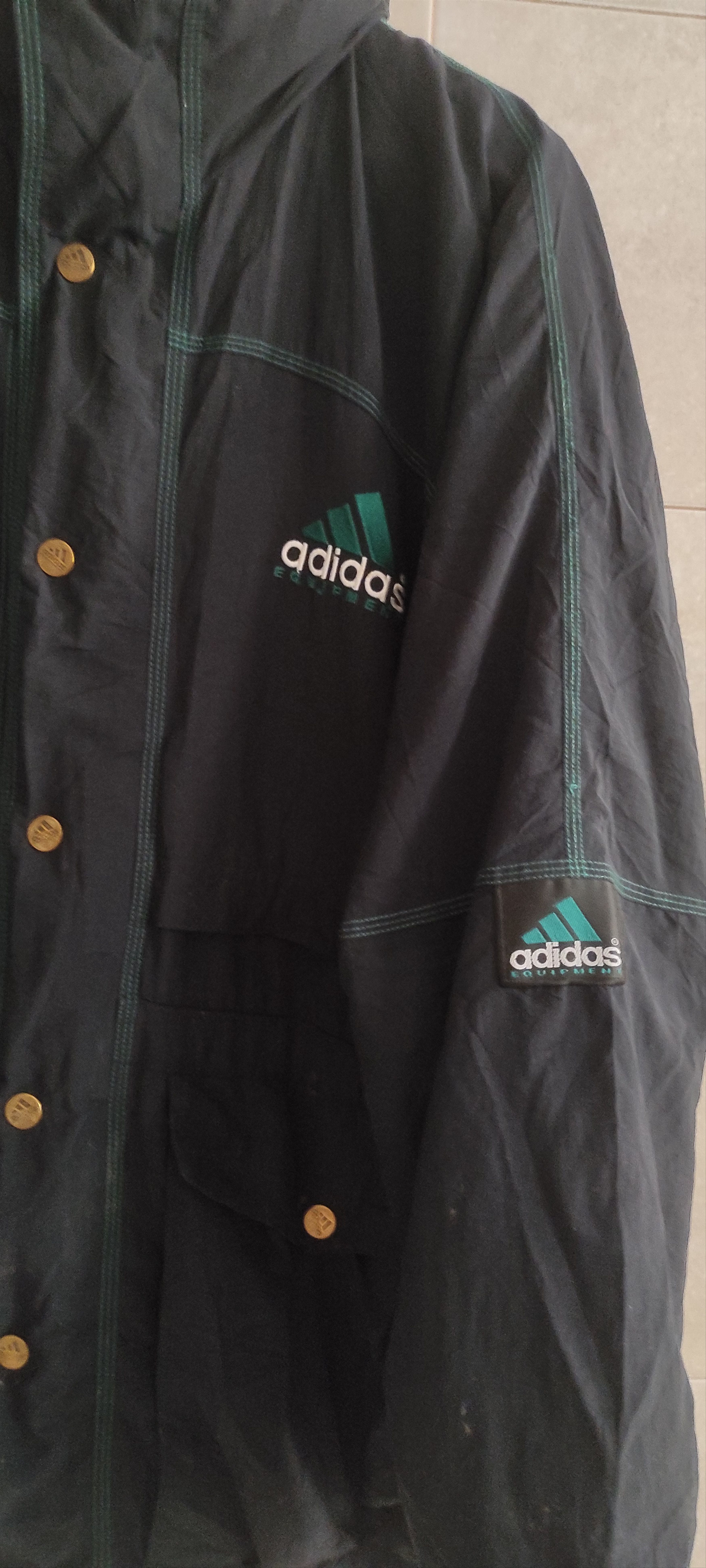 Adidas × Vintage 80s Adidas Equipment Fleece Lined Jacket Men's Hoodie Size US L / EU 52-54 / 3 - 7 Thumbnail