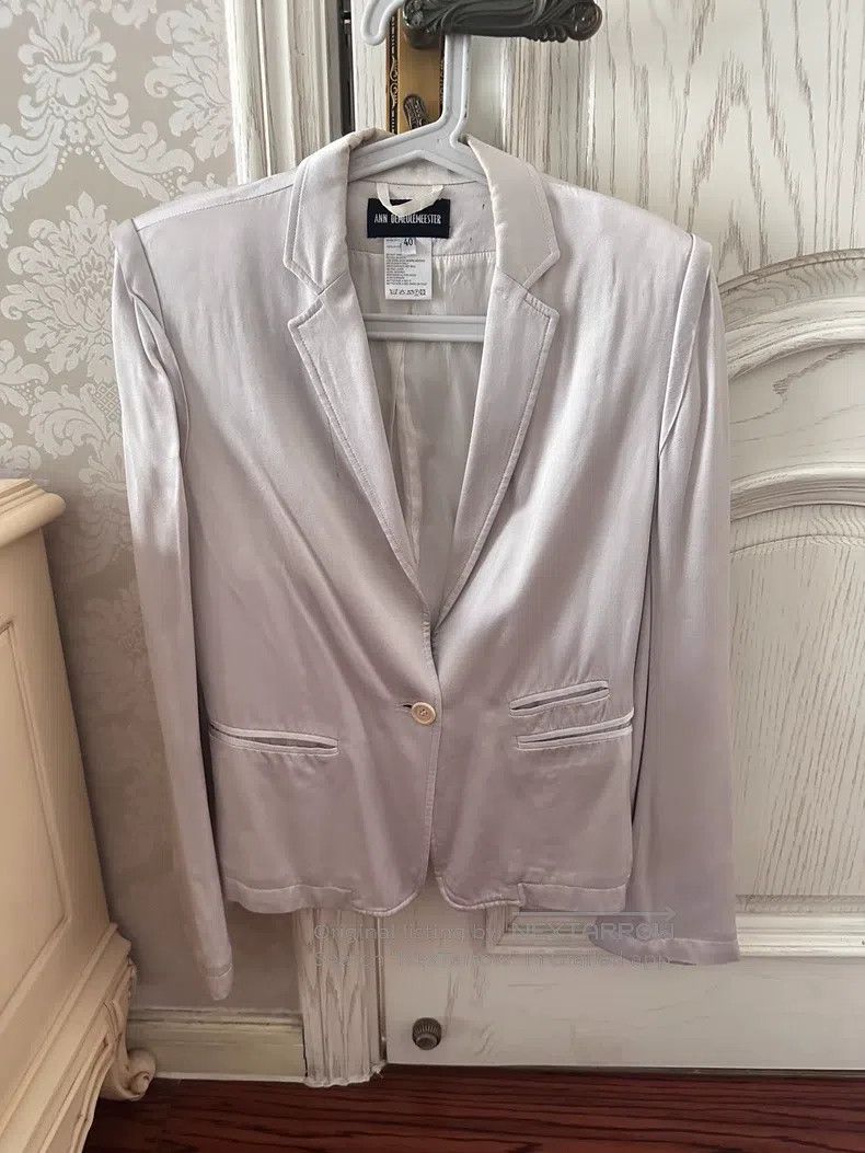 Ann Demeulemeester Ann Demeulemeester Silver White Silk Blazer Size S / US 4 / IT 40 - 2 Thumbnail