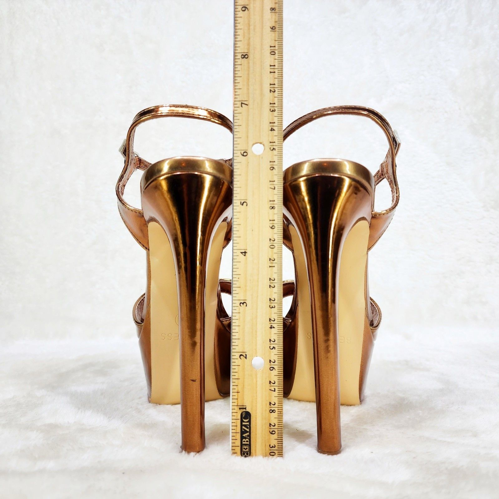 Other Gwen Bronze Metallic Platform Open Toe 6" Stiletto High Heel Size US 5.5 / IT 35.5 - 3 Thumbnail