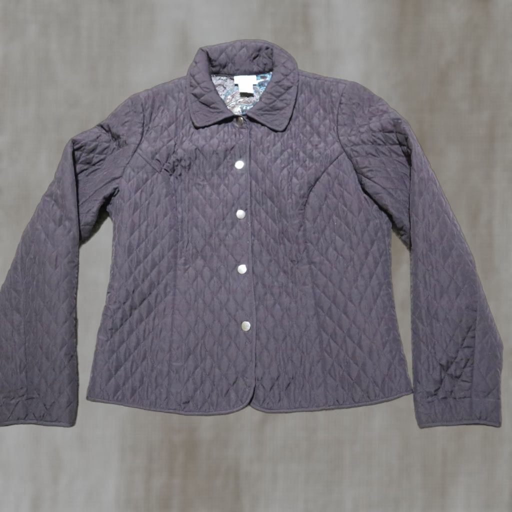 Vintage Kim Rogers Jacket Women M Brown Quilted Button Up Mid-Length Polyester Blended Fabric All Seasons Fall Spring Summer Winter Jacket Women Size M / US 6-8 / IT 42-44 - 1 Thumbnail