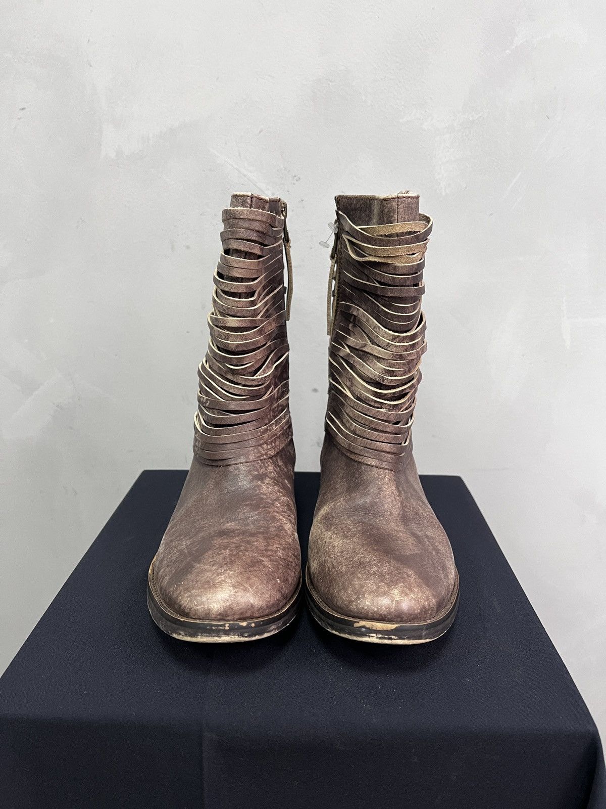 No Faith Studios Brown Leather Moto Boots Strapped Archive guidi style y2k Size US 8 / EU 41 - 2 Thumbnail