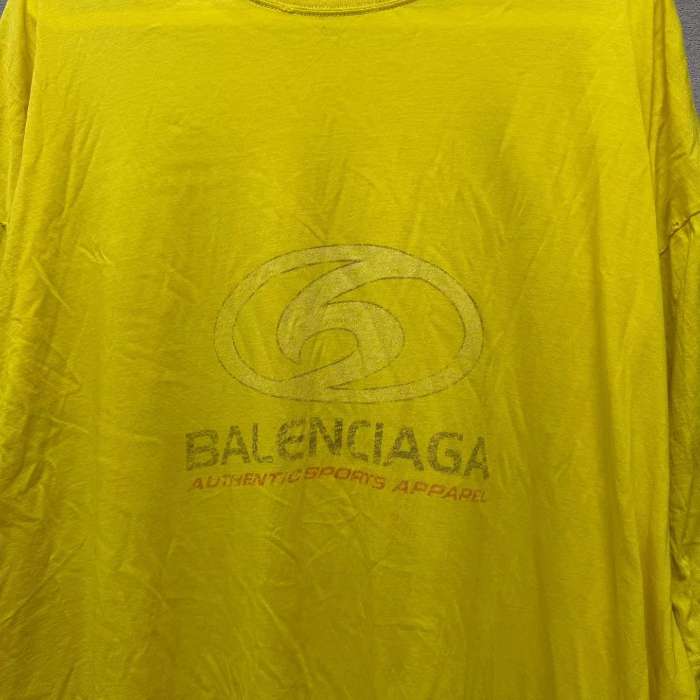 Balenciaga Balenciaga 24SS Distressed Wave Logo Yellow L Tee 99New Size US L / EU 52-54 / 3 - 4 Thumbnail