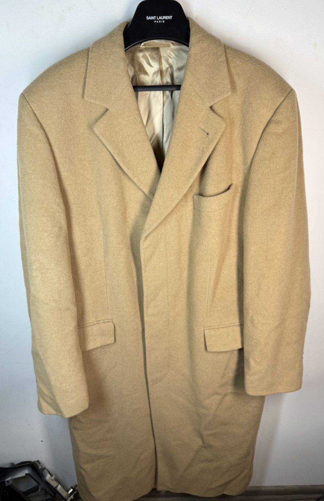 Yves Saint Laurent Camel Wool YSL Coat Soft Heavy Soft Long Beige Size US L / EU 52-54 / 3 - 16 Thumbnail