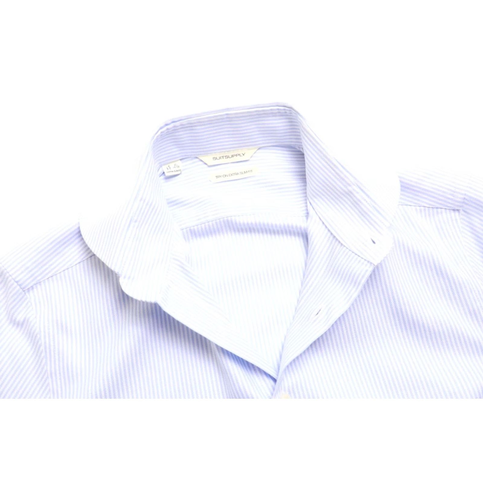 Suitsupply Suitsupply Try On Extra Slim Fit Formal Shirt Men's 37 / 14 1/2 Pinstriped Blue Shirt Size 36R - 4 Thumbnail