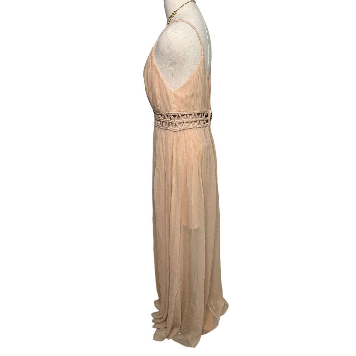 Alice + Olivia Alice and Olivia Rya Nude Silk Sheer Draped Maxi Dress sz 10 Size L / US 10 / IT 46 - 7 Thumbnail