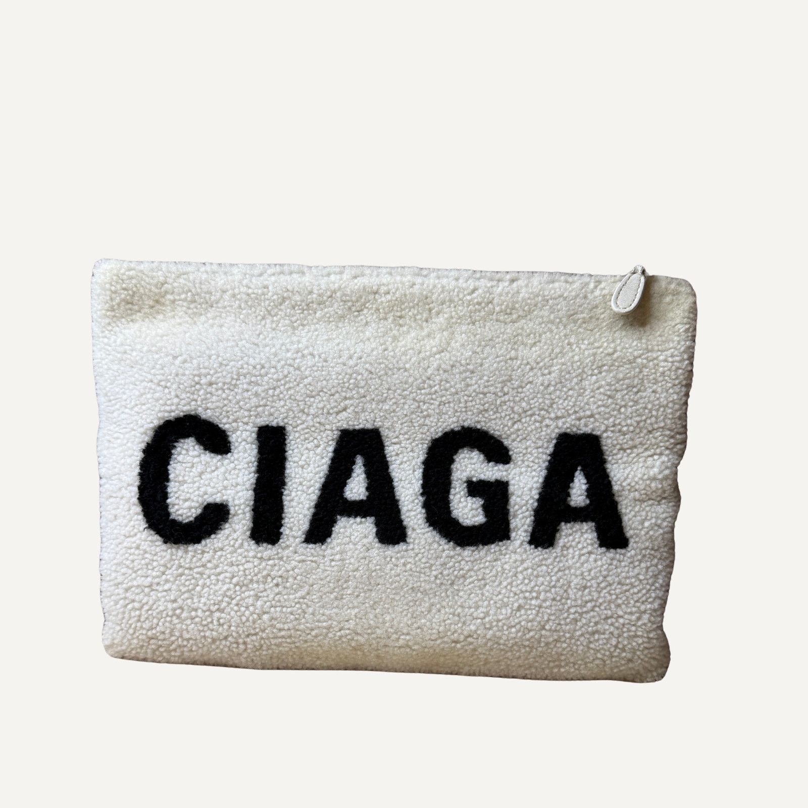 Balenciaga Unisex - Balenciaga Shearling Logo Boa Wool Clutch Bag Size ONE SIZE - 2 Thumbnail