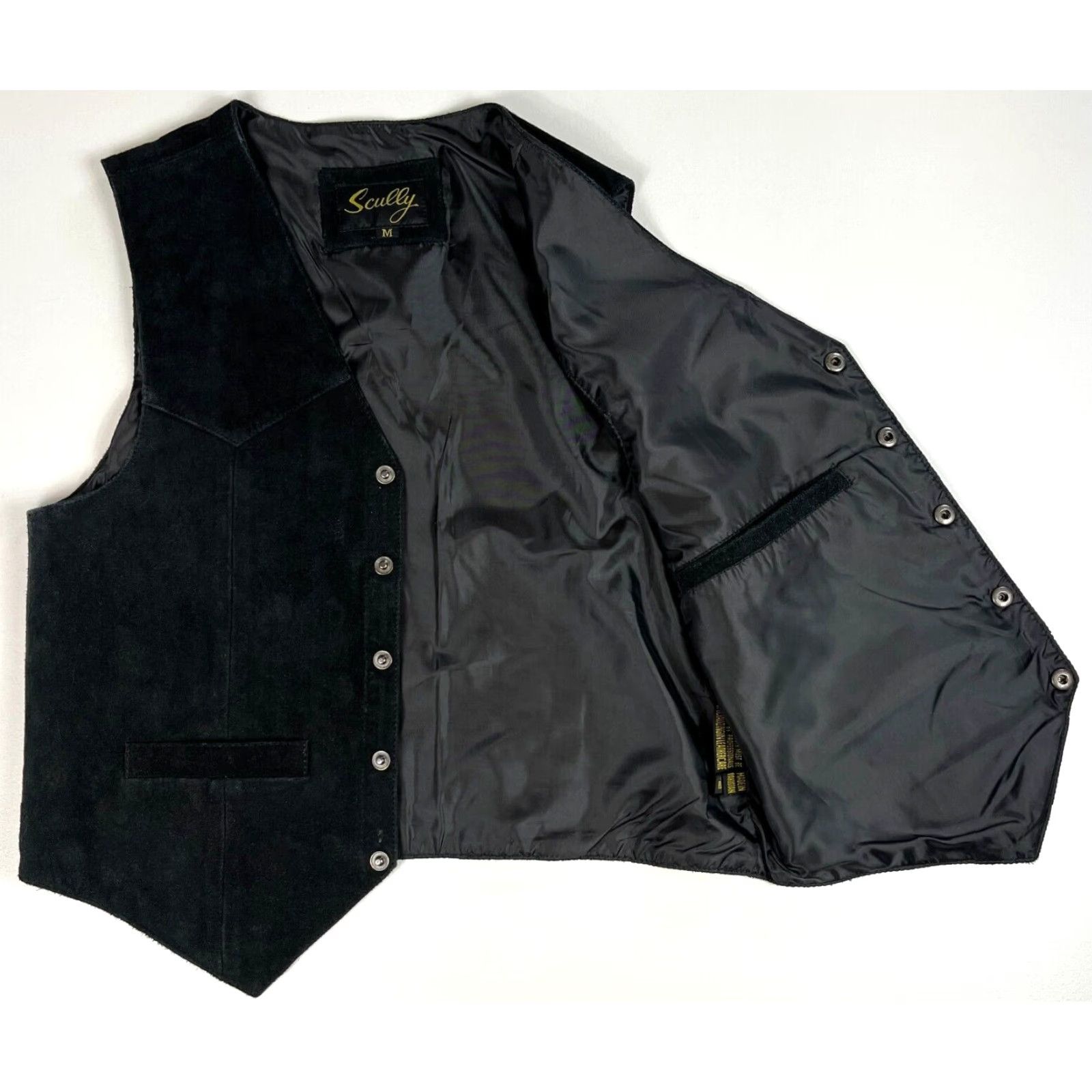 Scully Scully Men's Western Vest Shirt Jacket Suede Leather Snap Front Black M Size US M / EU 48-50 / 2 - 2 Thumbnail