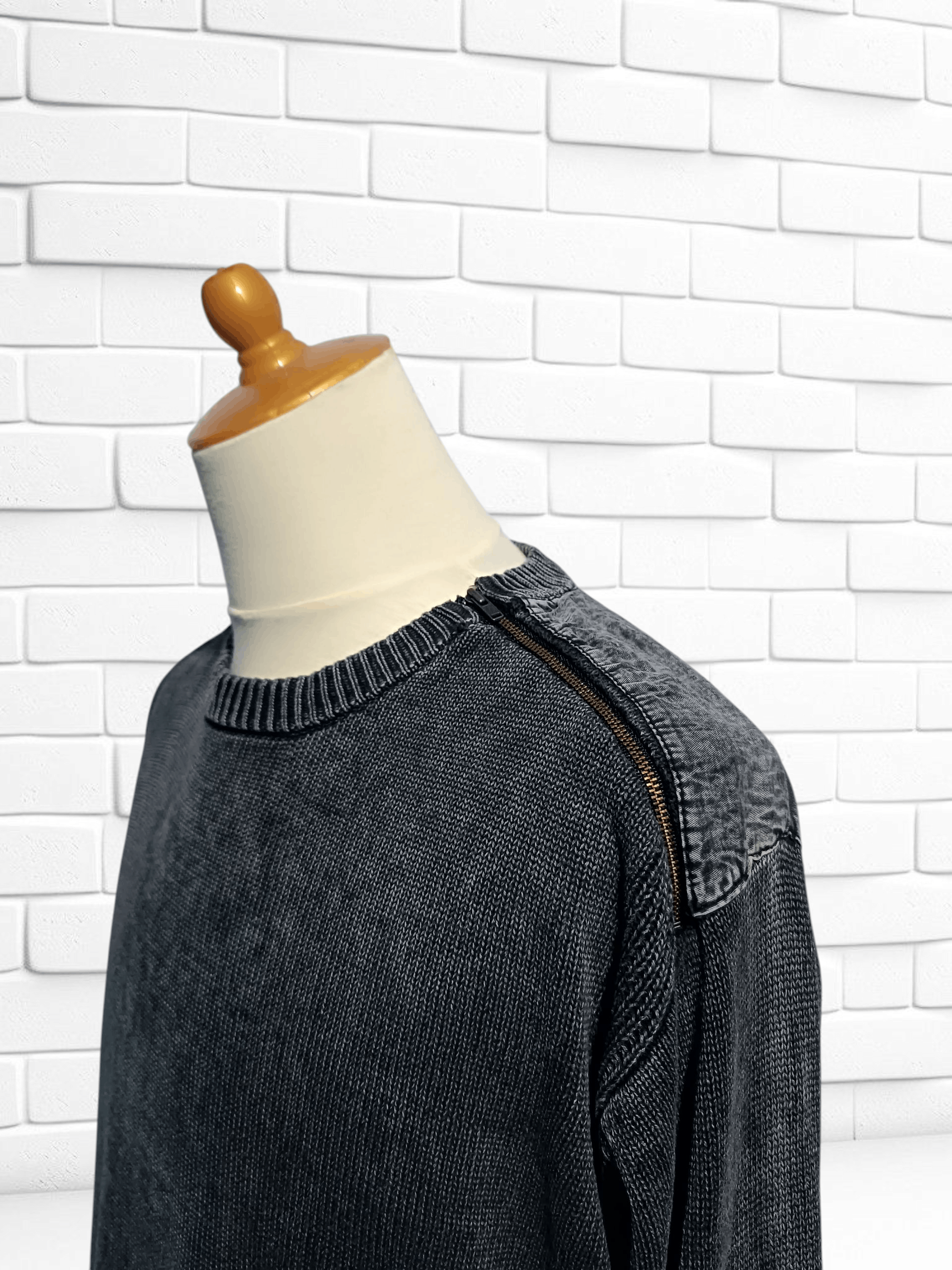 Japanese Brand Niko And... Black Acid Wash Ribbed Knit Jumper Size US XL / EU 56 / 4 - 2 Thumbnail