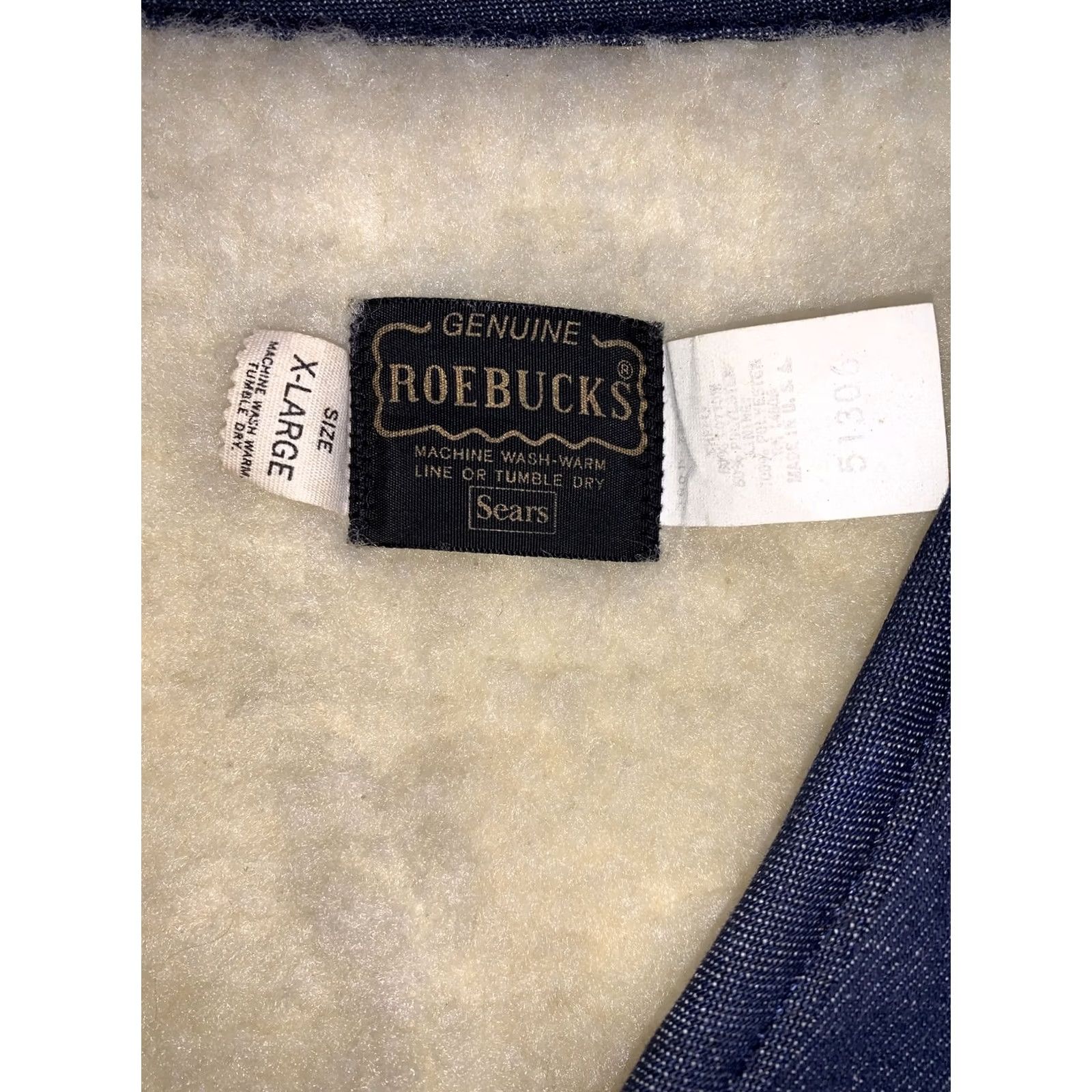 Sears VINTAGE Sears Roebucks Denim Vest Mens XL Faux Sherpa Lined Made in USA Size US XL / EU 56 / 4 - 2 Thumbnail