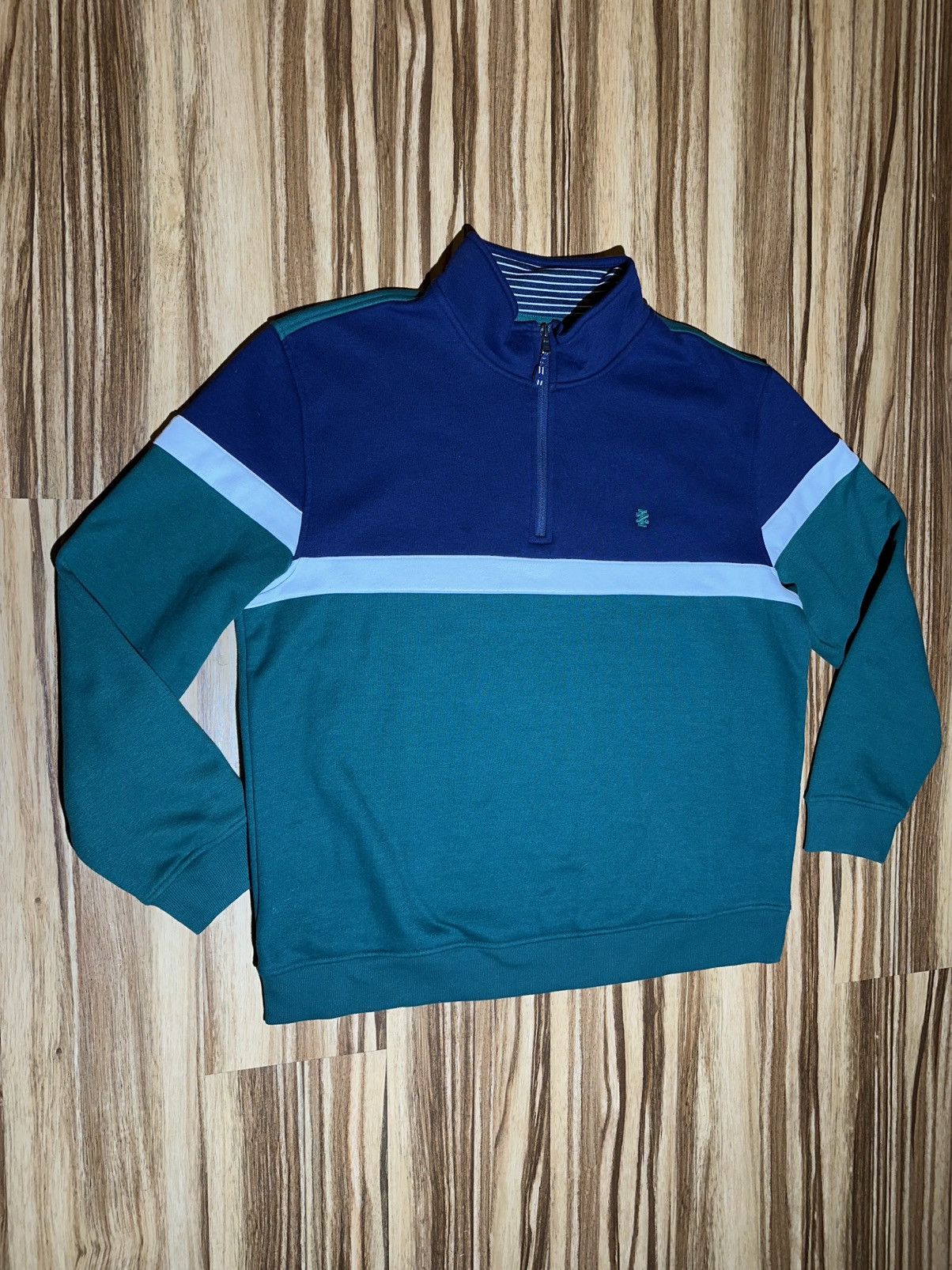 Izod Izod Men's Navy and Teal 1/4 Zip Up Sweater Size US XL / EU 56 / 4 - 2 Thumbnail