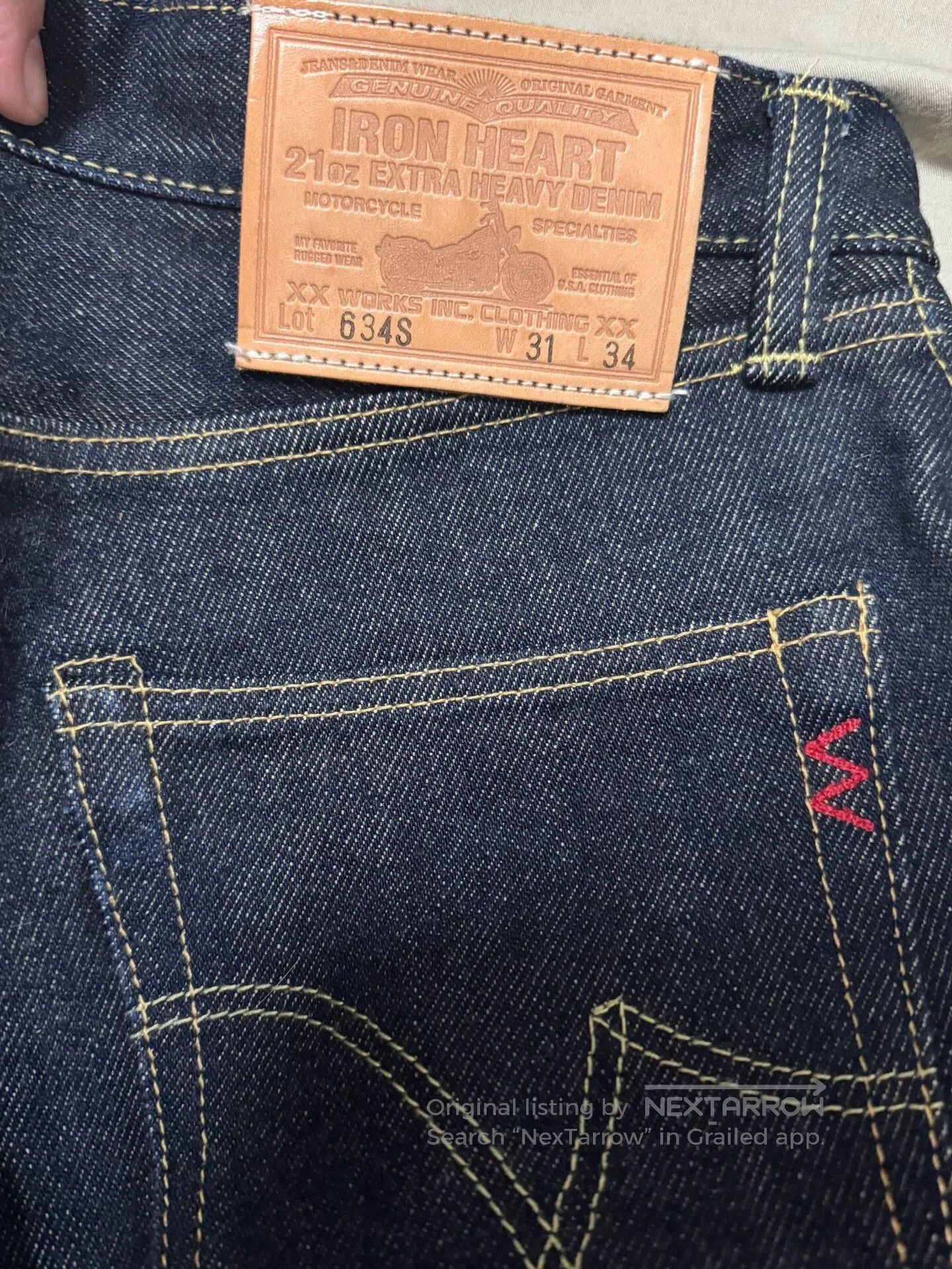 Momotaro Jeans Iron Heart 21oz Raw Denim Jeans. Size US 31 - 3 Thumbnail