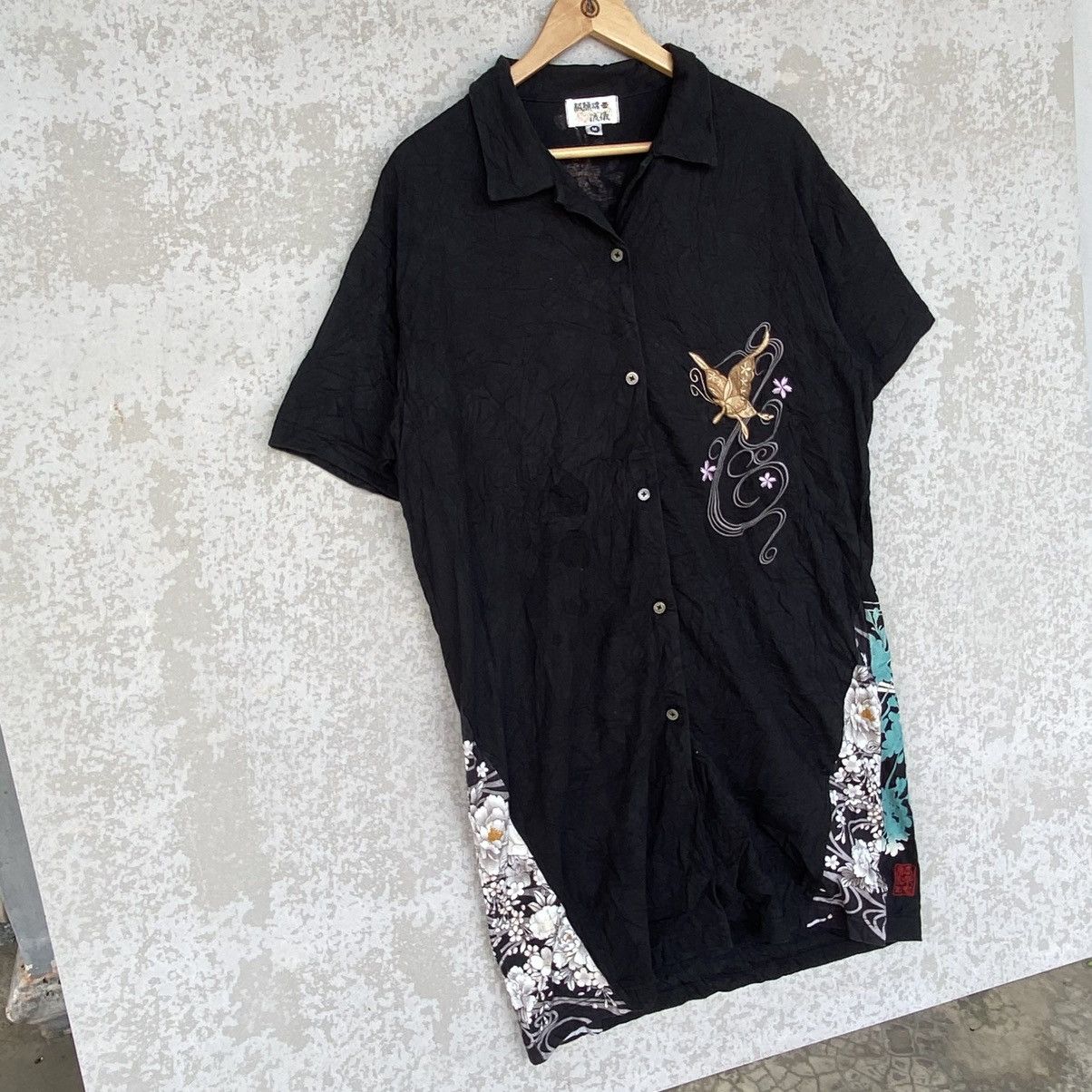 Other Vintage Flower Japan Button Shorts Sleeved Tshirt Black Sz L Size L / US 10 / IT 46 - 3 Thumbnail