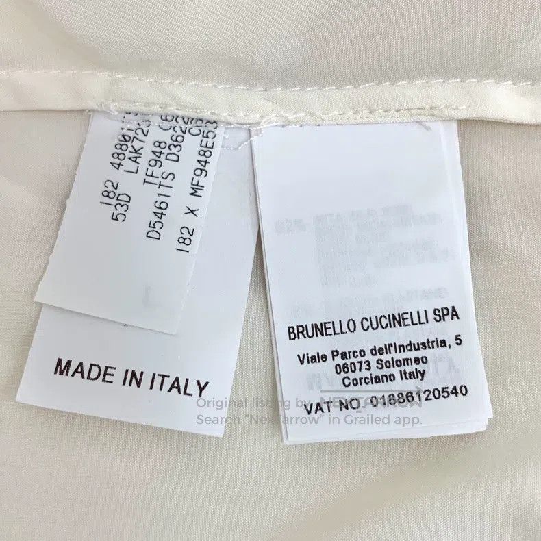 Brunello Cucinelli Brunello Cucinelli Off-white silk V-neck bell-sleeve shirt Size L / US 10 / IT 46 - 7 Thumbnail
