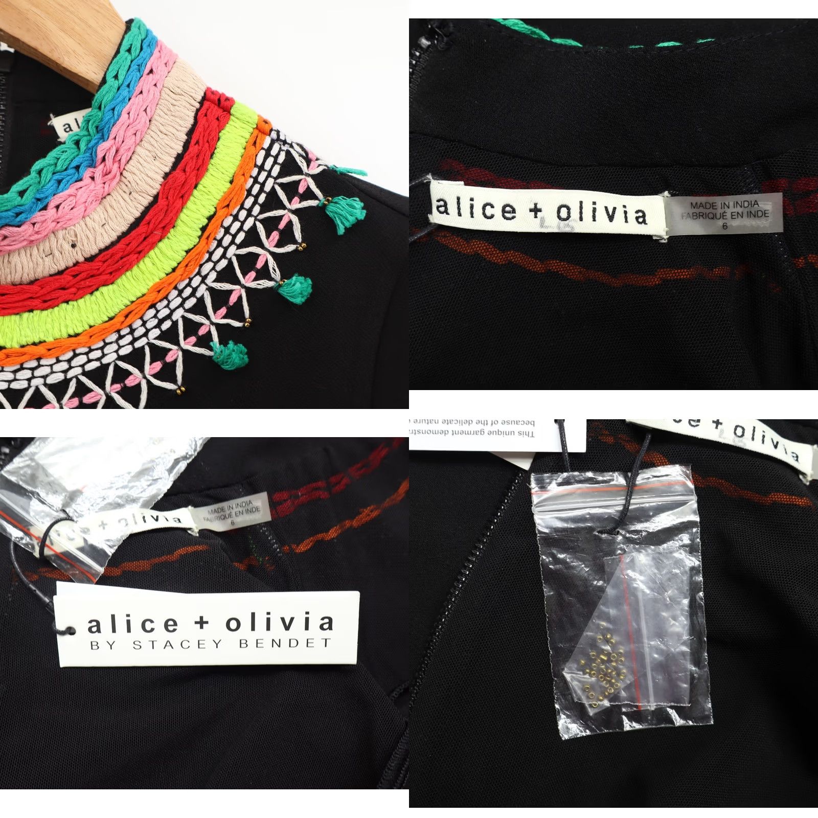 Alice + Olivia Alice + Olivia Bod Con Dress Women's Tamson Embroidered Cut Out Back Black Sz 6 NEW Size M / US 6-8 / IT 42-44 - 8 Thumbnail