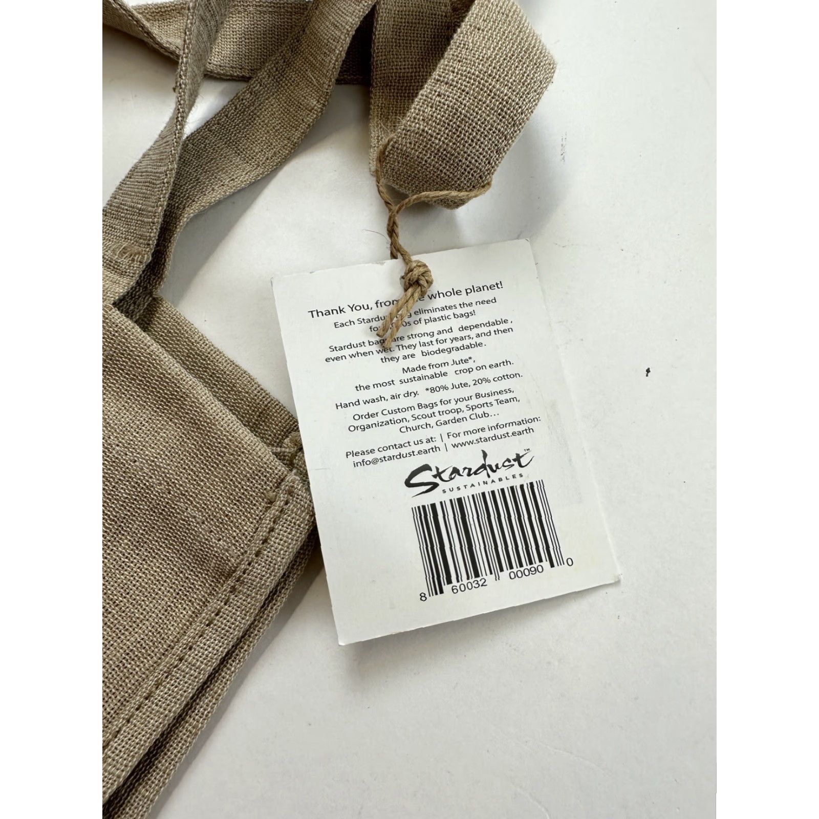 Vintage Stardust Bags Tote Bag Square Medium Jute Beige Natural Plant Fiber Zero Plastic Women Handbag - Pattern Solid - Stardust Bags - Nature Theme Size ONE SIZE - 3 Thumbnail