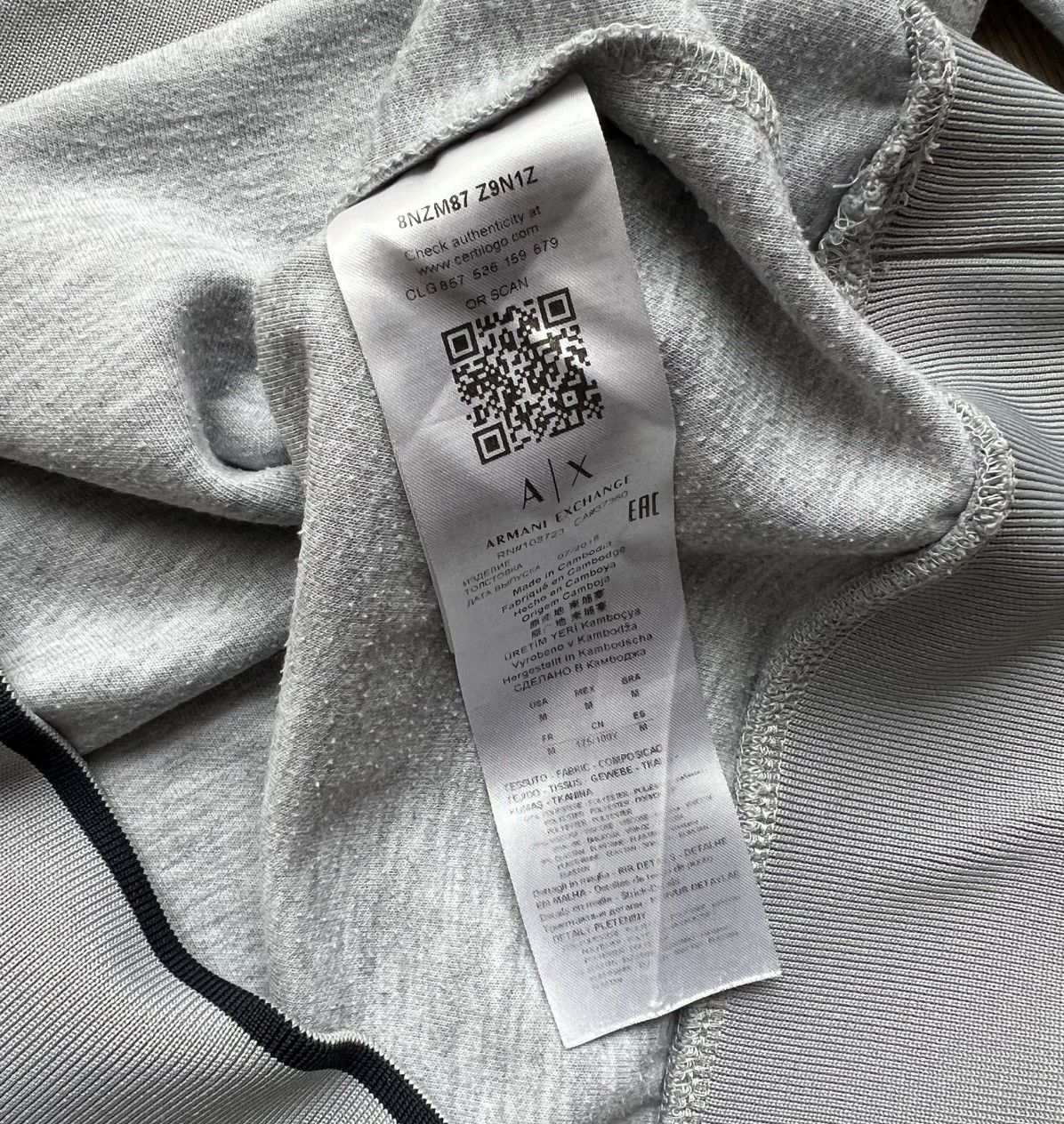 Armani × Armani Exchange Armani Exchange Big Logo Gray Sweatshirt Size US M / EU 48-50 / 2 - 6 Thumbnail
