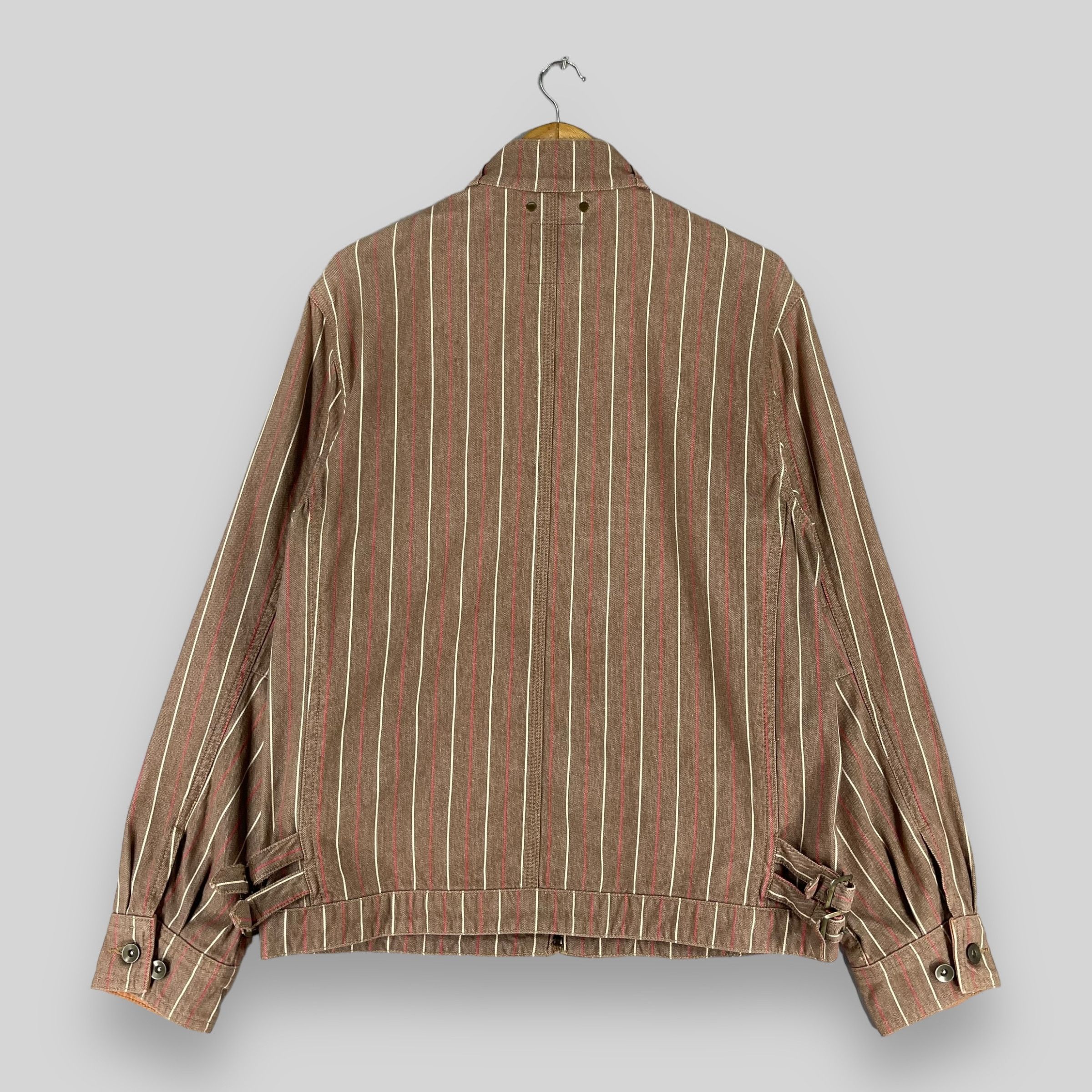Japanese Brand Vintage OILCAKE Japan Pinstripe Denim Bondage Bikers Jacket Size US M / EU 48-50 / 2 - 10 Thumbnail