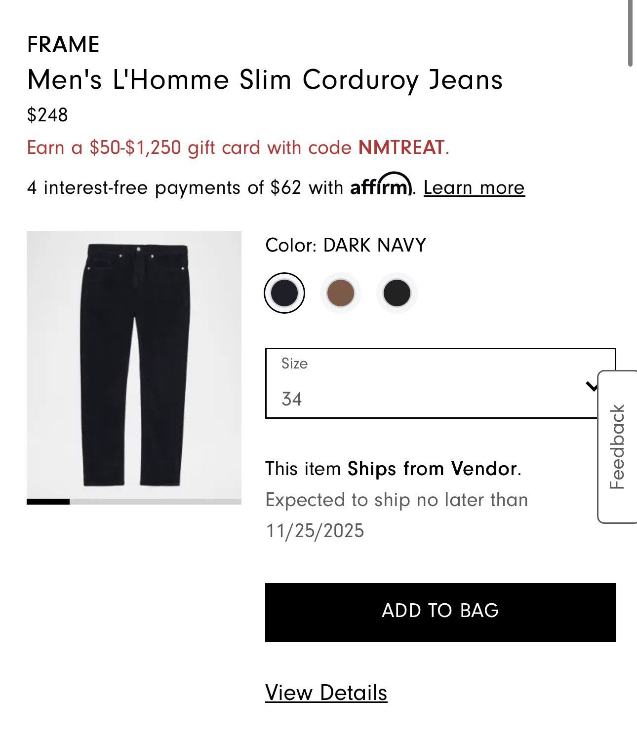 Frame Frame L'HOMME SLIM CORDUROY Size US 34 / EU 50 - 1 Thumbnail