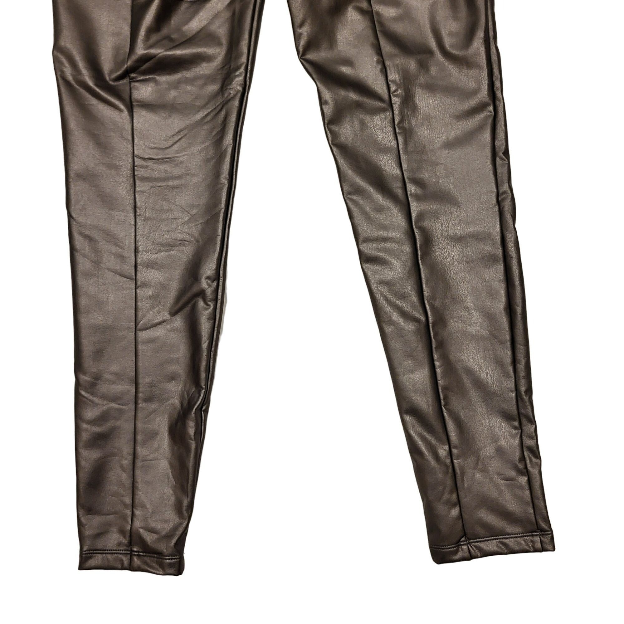 Loft Loft Pleated Skinny Pants Faux Leather Gunmetal Silver Grey Size 27" / US 4 / IT 40 - 3 Thumbnail