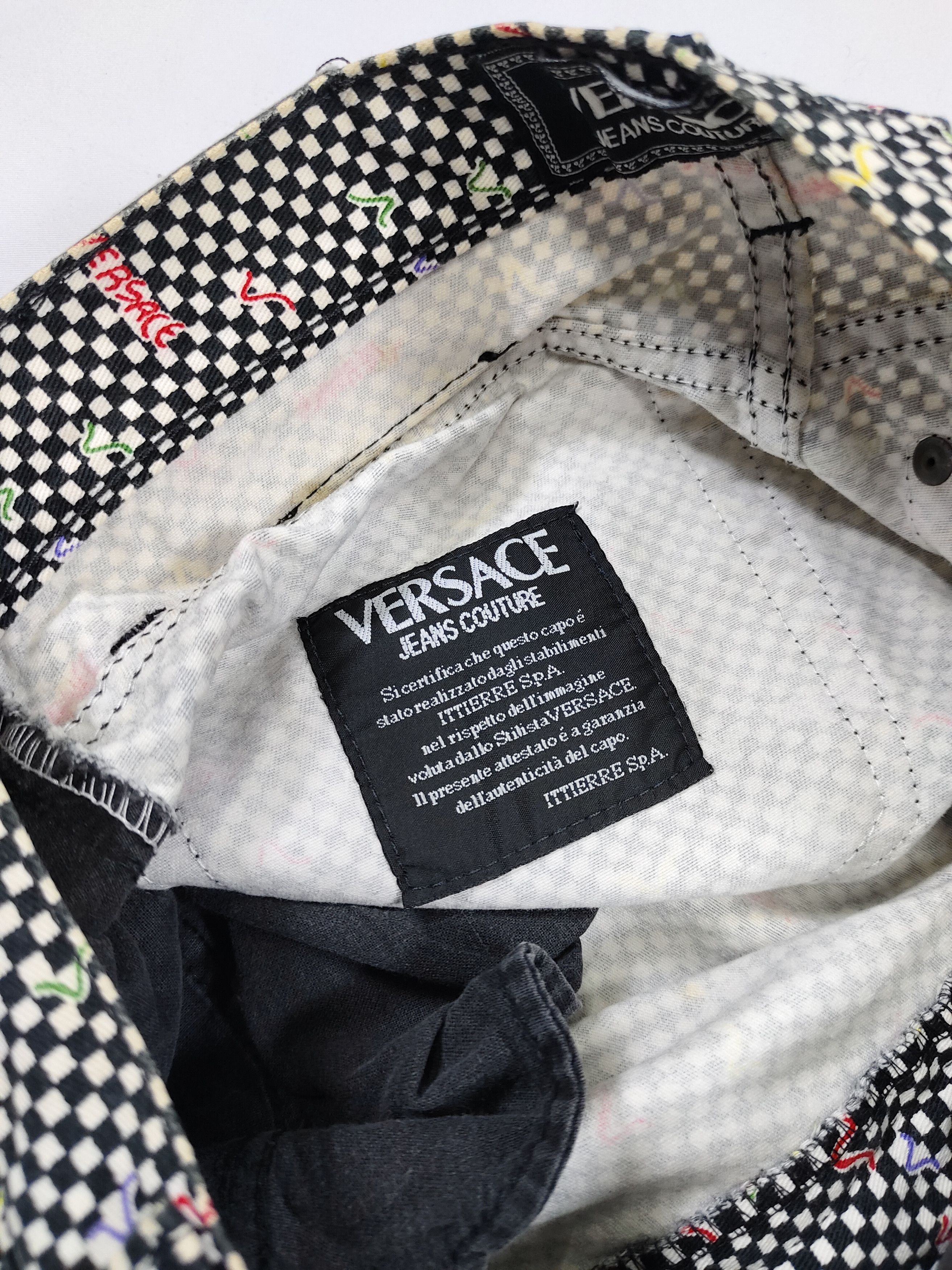 Versace Jeans Couture 00s Versace JC- Archive Checkerboard Multicolor Script Pants Size 28" / US 6 / IT 42 - 8 Thumbnail