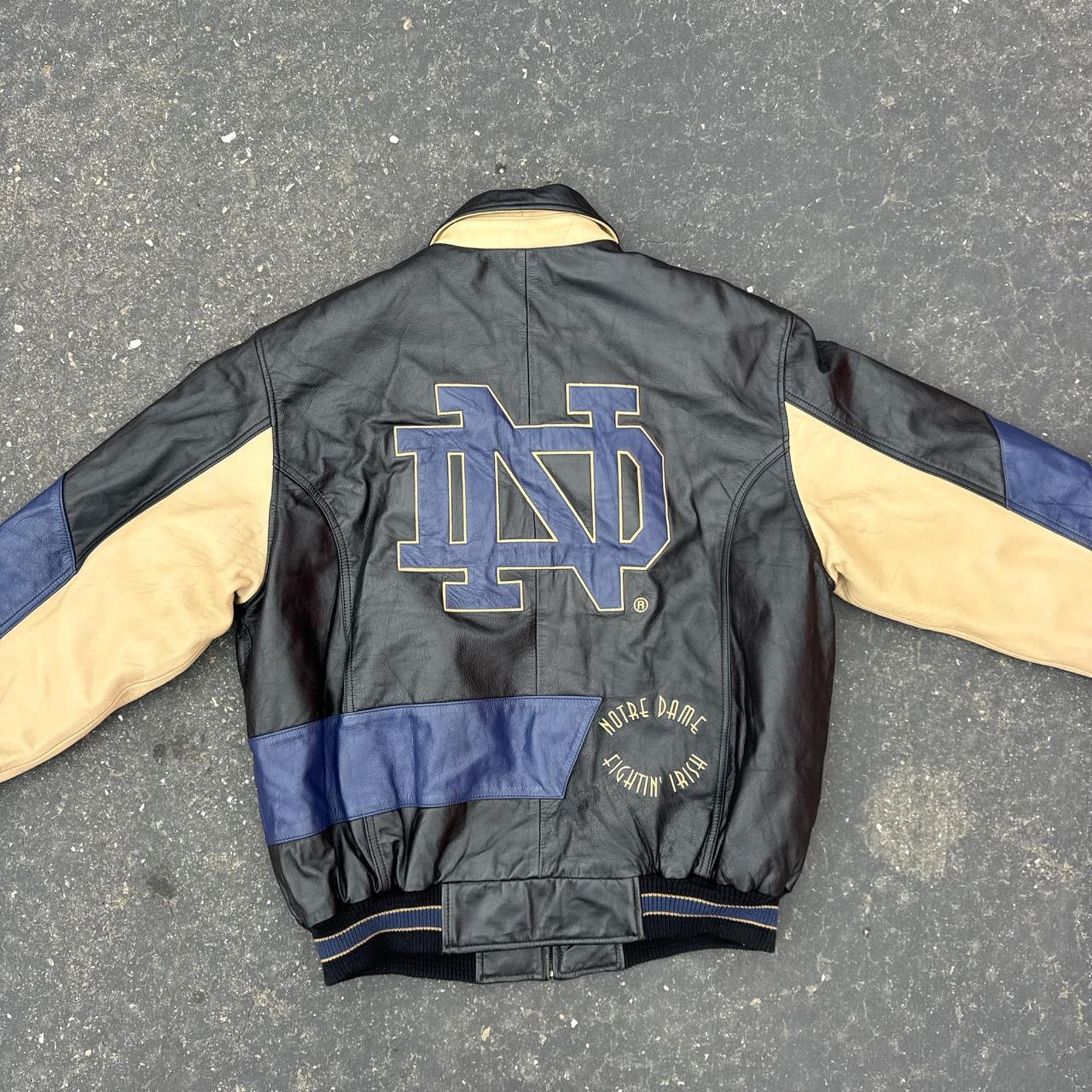 Vintage Vintage 90 University of Notre Dame Leather Jacket Sz Large Size US L / EU 52-54 / 3 - 5 Thumbnail