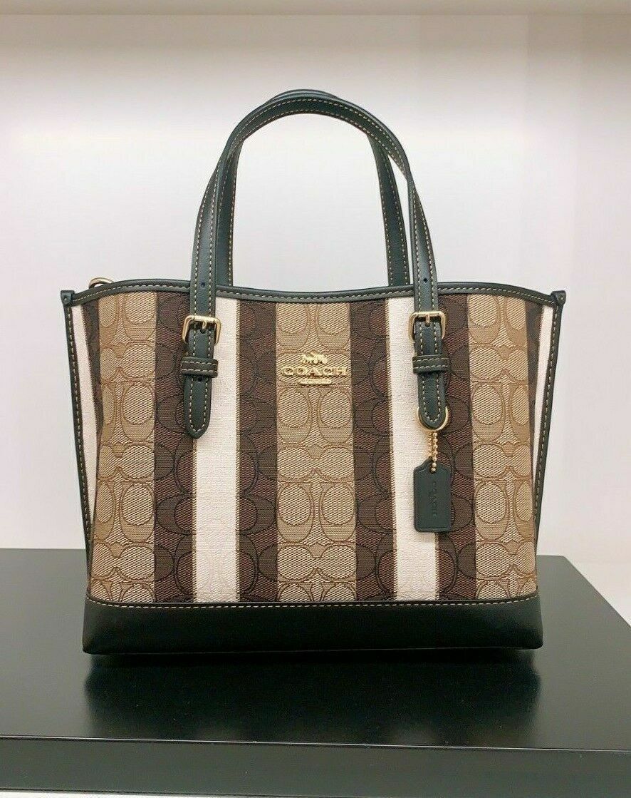 NWT Coach Mollie Tote 25 In Signature Jacquard With shops Stripes c8416