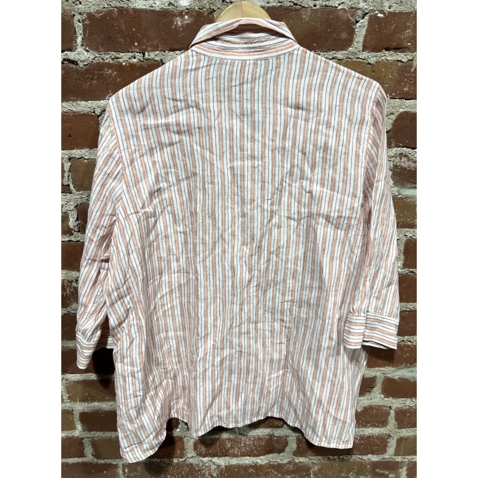 J. Jill J.Jill Love Linen White Striped Top Size L Casual Blouse Tunic Size L / US 10 / IT 46 - 3 Thumbnail