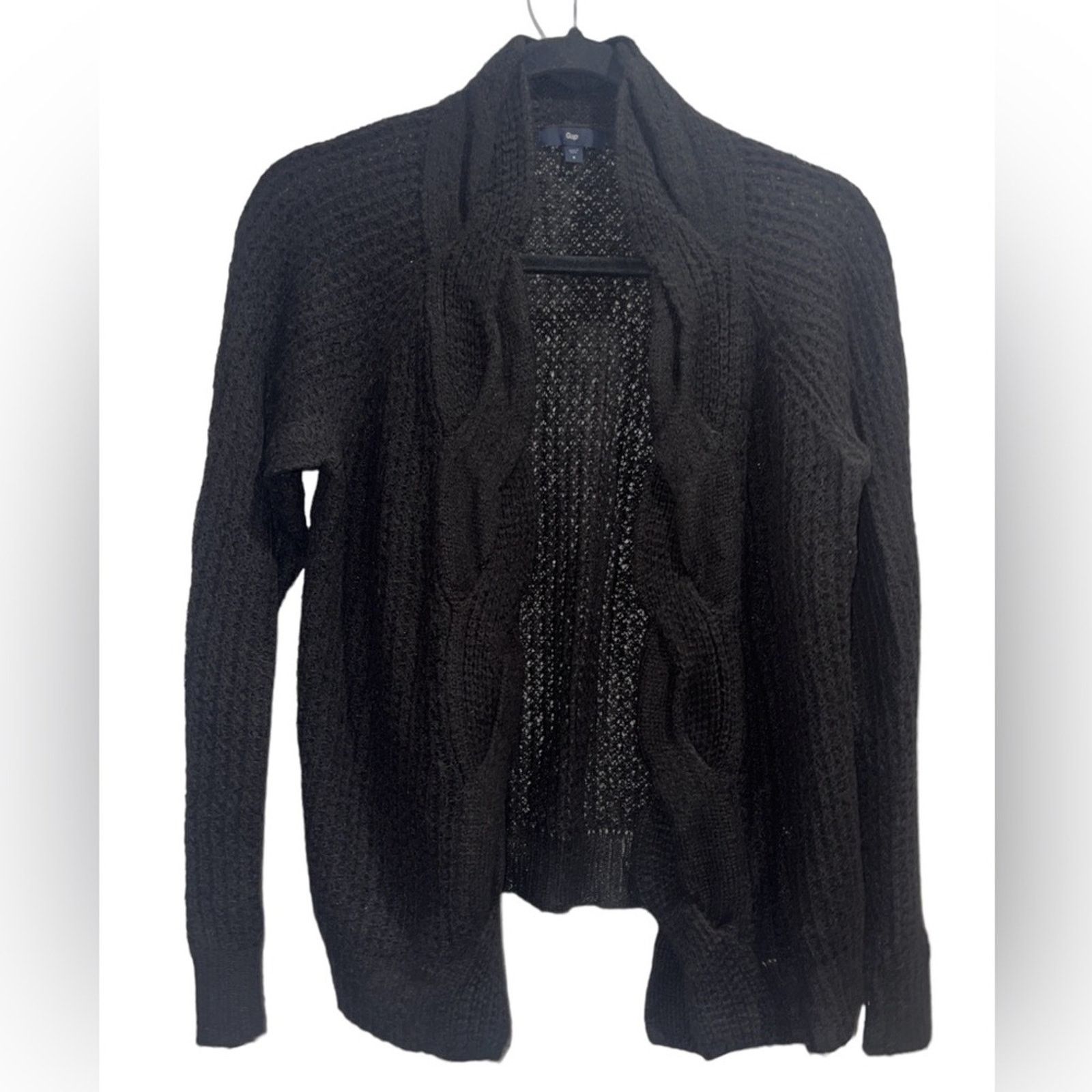 Gap GAP Women's Black Crotchet Knit Open Cardigan Sweater Sz S Size S / US 4 / IT 40 - 2 Thumbnail