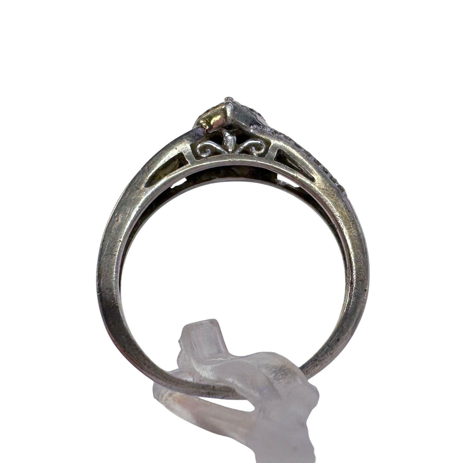Other Pretty Sterling Silver Heart Ring with White Gemstones Sz 8 Size ONE SIZE - 3 Thumbnail