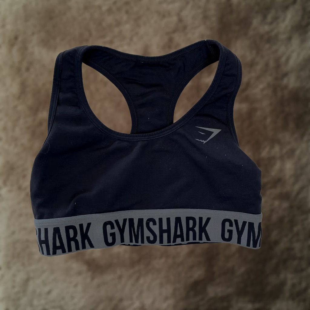 Gymshark Gymshark Sports Bra Womens XS Black Racerback Logo Elastic Band Athletic Size ONE SIZE - 1 Thumbnail