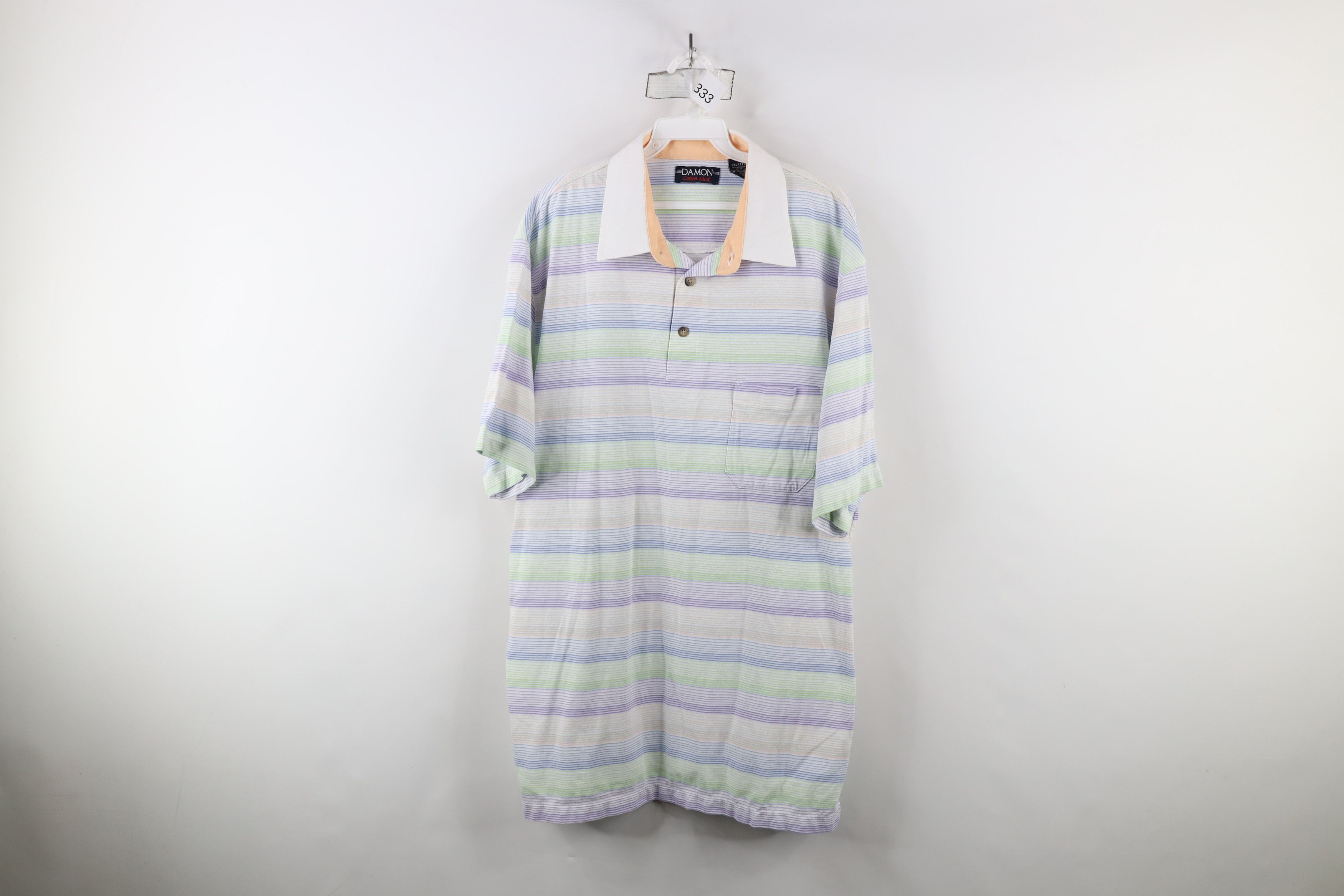 Vintage Vintage 90s Streetwear Pastel Striped Collard Golf Polo Size US XXL / EU 58 / 5 - 1 Thumbnail