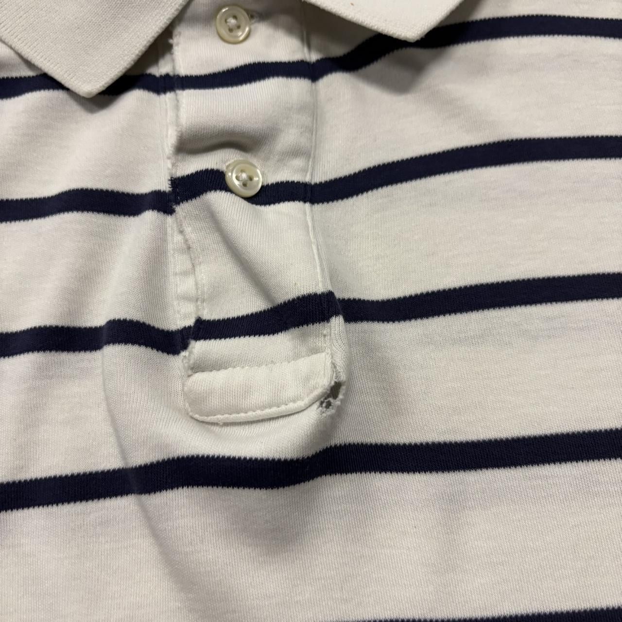 Polo Ralph Lauren × Vintage Crazy Vintage Y2K/2000s White Navy Blue Striped Polo Ralph Lauren Essential Polo Shirt! Size US XL / EU 56 / 4 - 3 Thumbnail