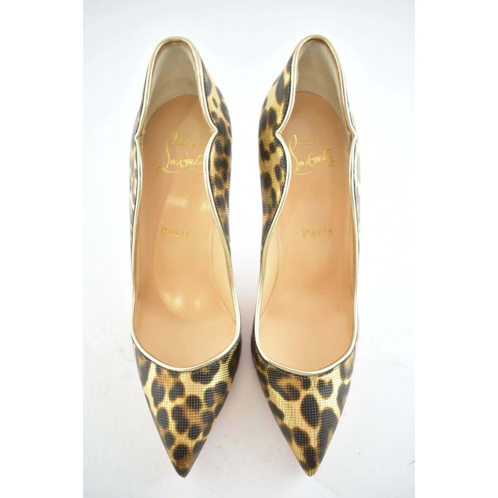 Christian Louboutin Christian Louboutin Hot Chick 100 Black Brown Gold Leopard Size US 7 / IT 37 - 7 Thumbnail