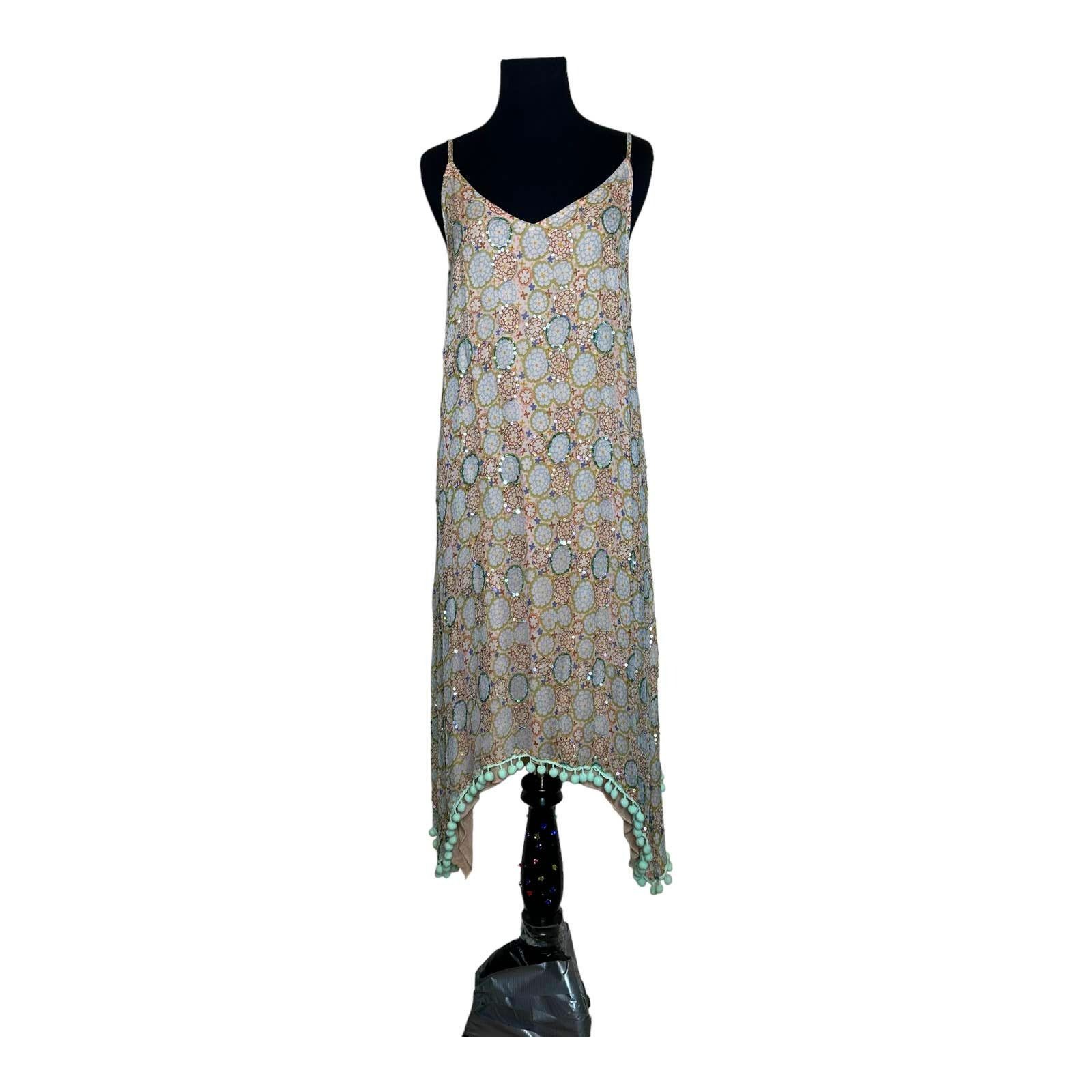 Anthropologie Raga Amalfi Sequin Pom Pom Asymmetrical Dress size XS Size XS / US 0-2 / IT 36-38 - 7 Thumbnail