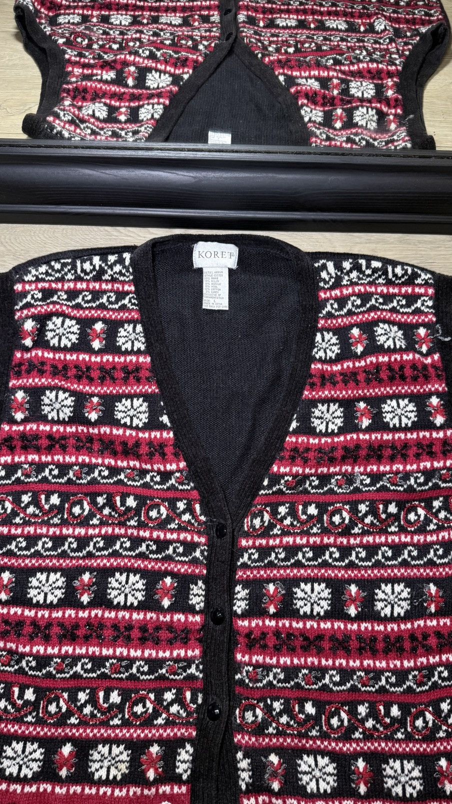 Other Vintage 1990s Rose And Snowflake Cardigan Sweater Vest Size L / US 10 / IT 46 - 5 Thumbnail