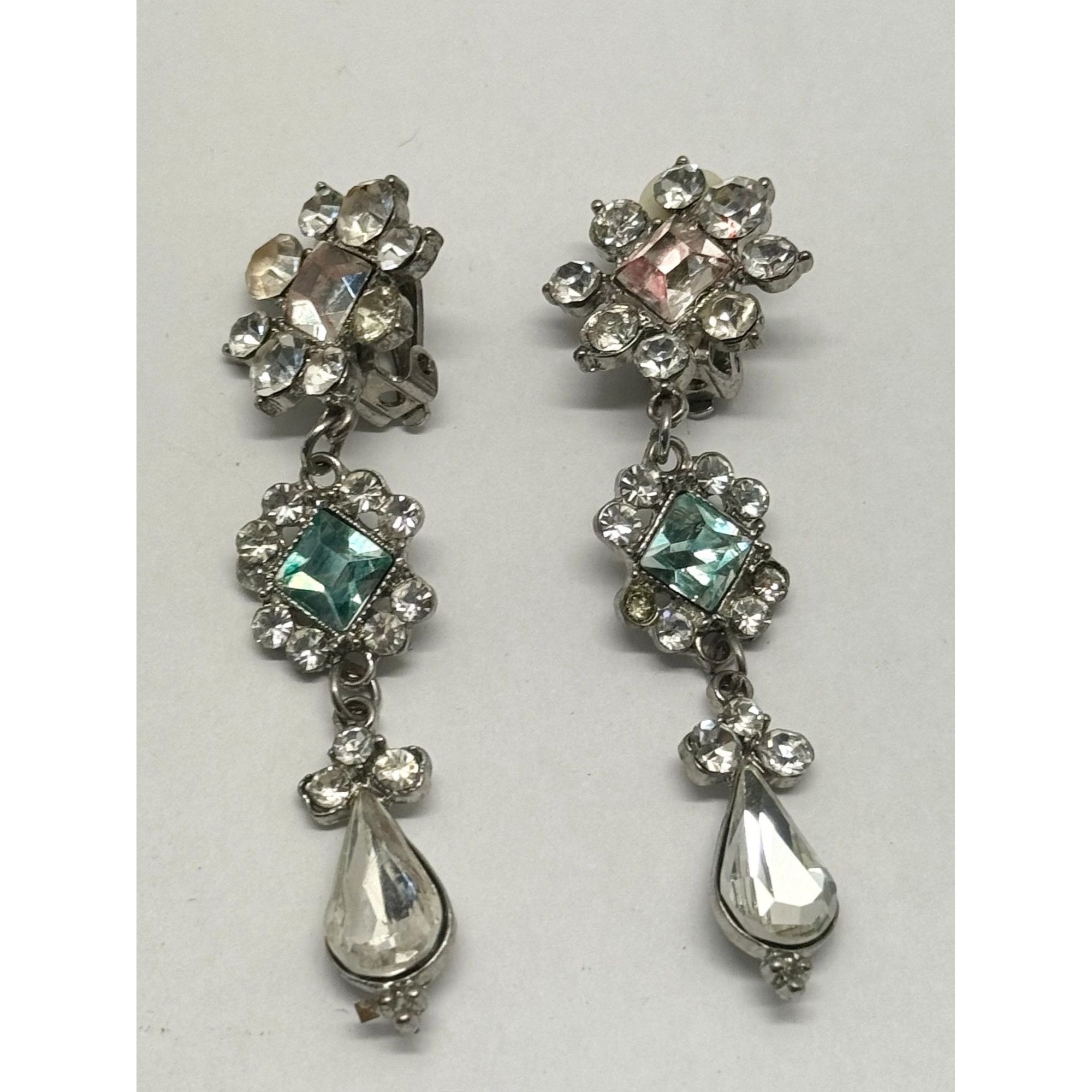Vintage Vintage rhinestone drop dangle earrings Size ONE SIZE - 4 Thumbnail