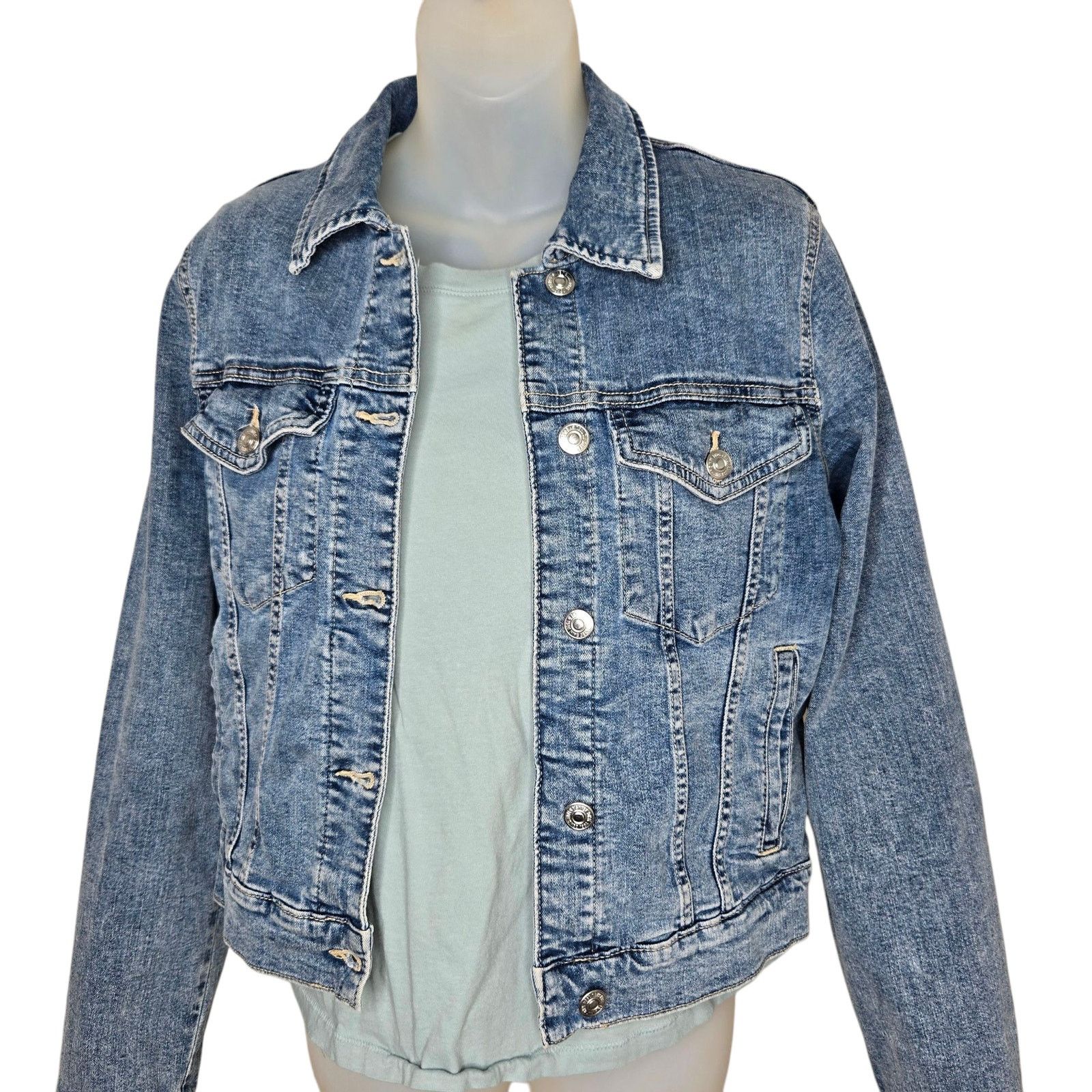 Mango Mango MNG Womens Denim Jacket Large Trucker Style Buttons Size L / US 10 / IT 46 - 4 Thumbnail